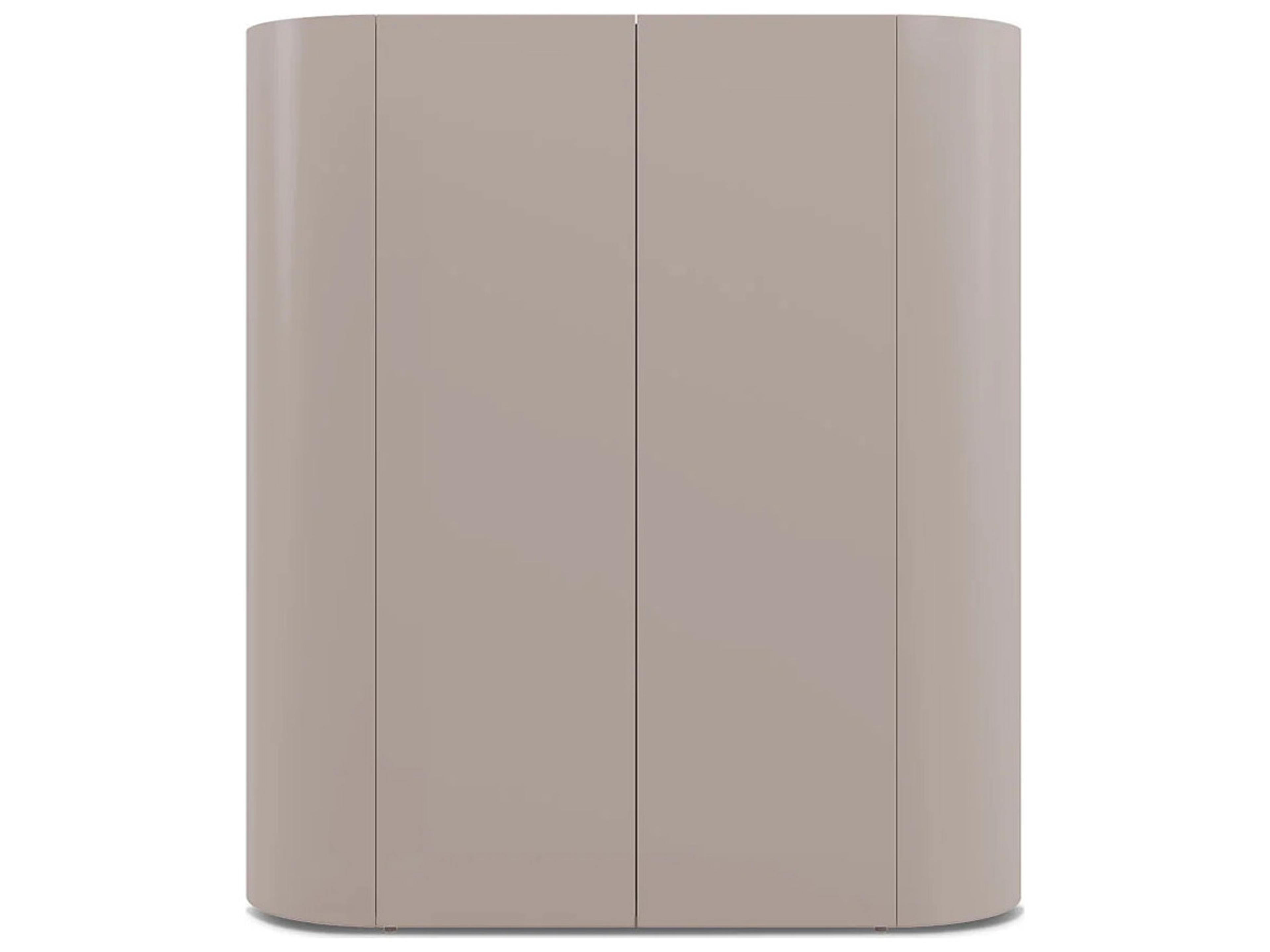 Pianca Dedalo Bar Sideboard Medium 55" Beige Ecrù Matt Lacquer/Bronzo Met. Glass Top