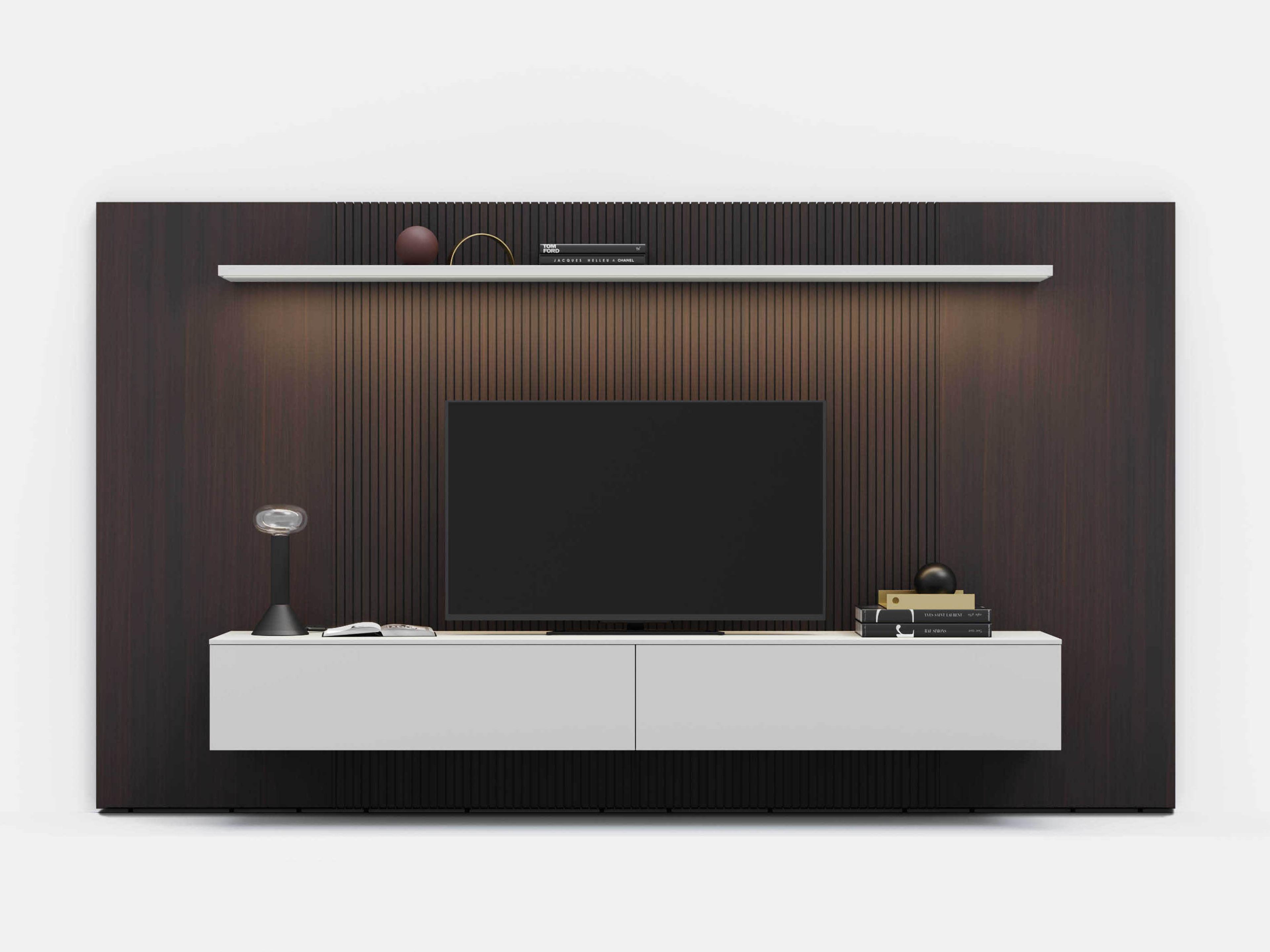 Pianca Spazio 149" Oak Wood Burnt Grey Media Console