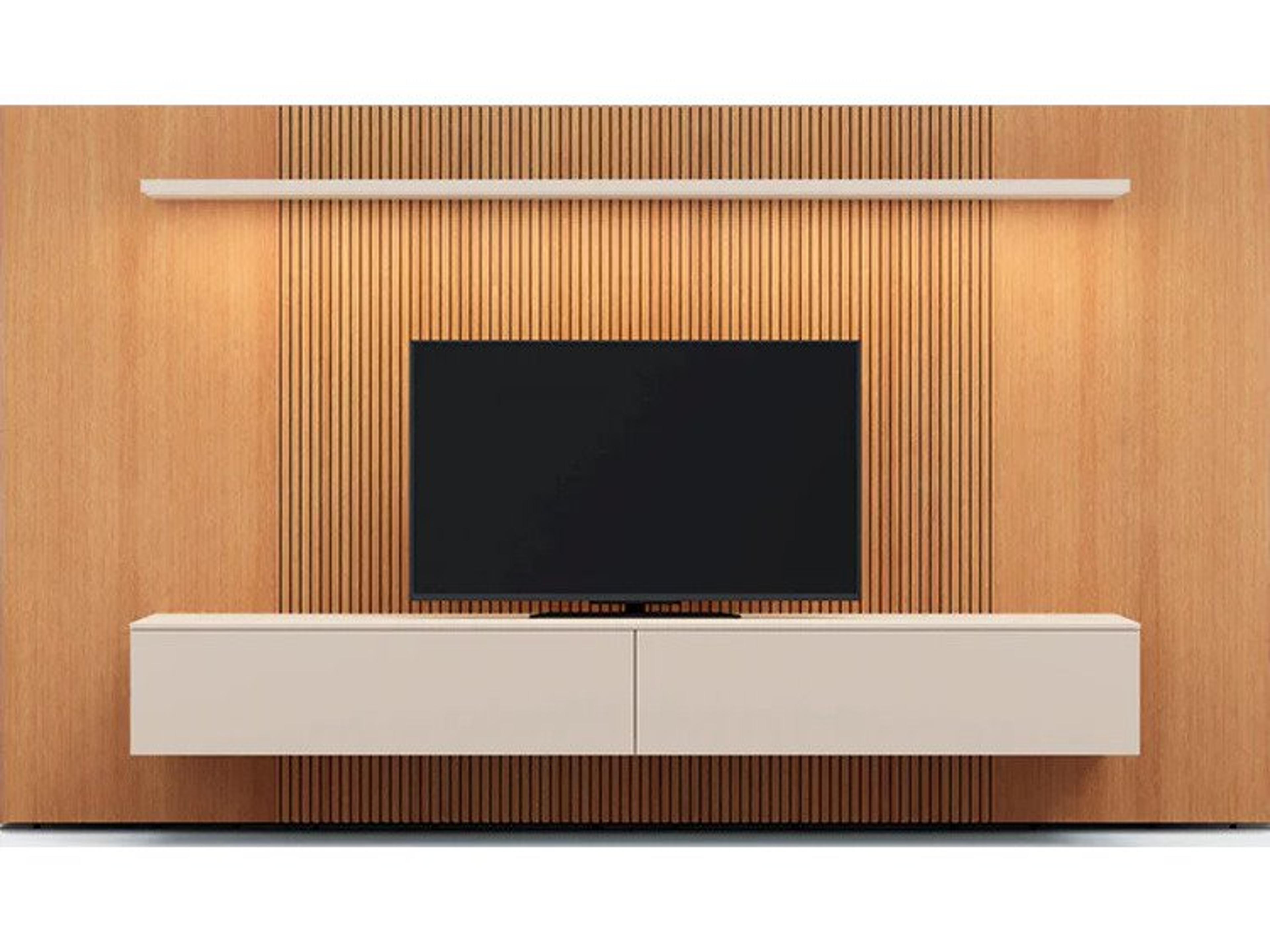 Pianca Spazio Wall Unit Comp. 126" Natural Ash/Beige Seta Matt Lacquer