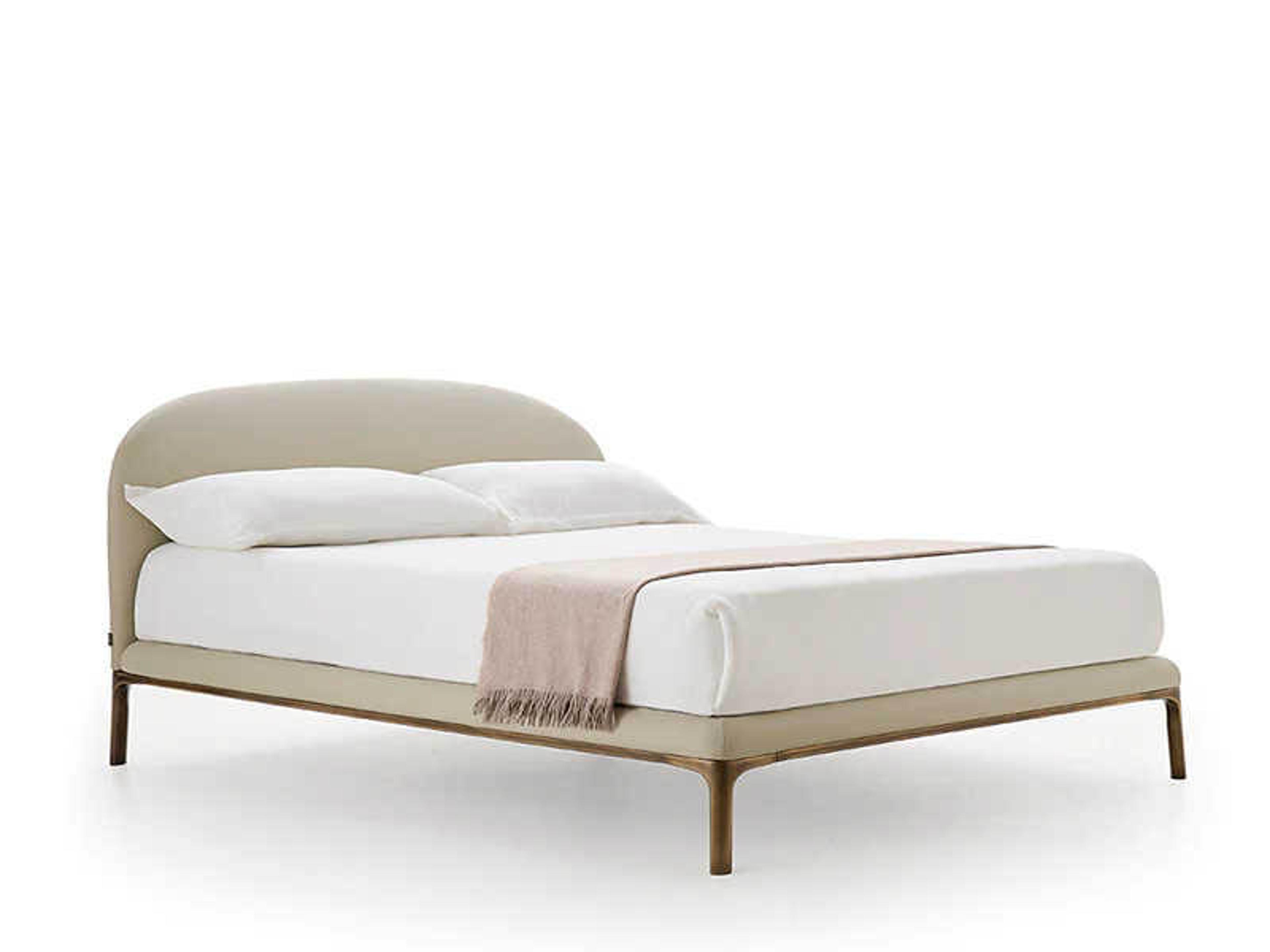 Pianca Rada Beige Glossy Bronze Upholstered King Panel Bed