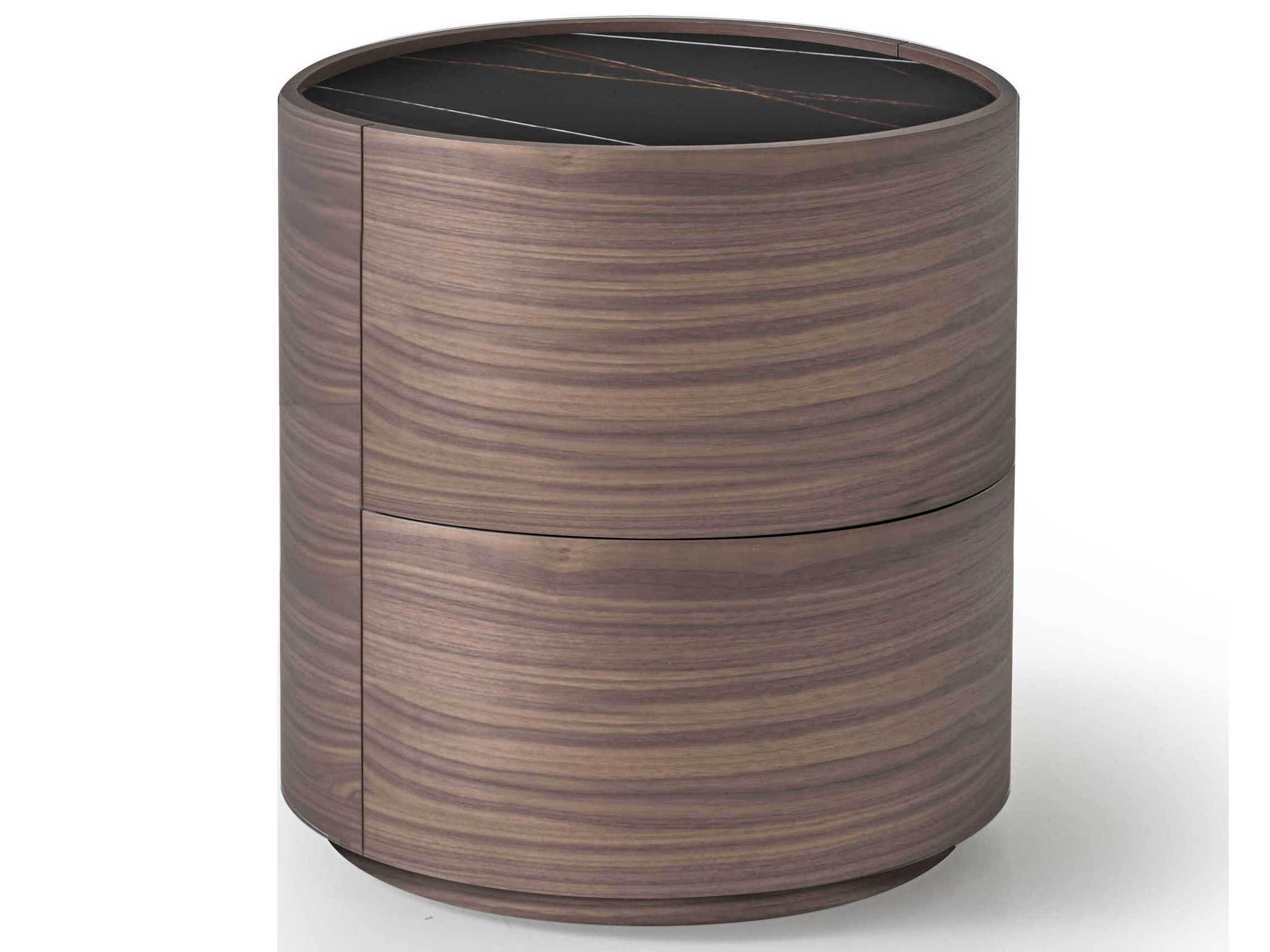 Pianca Dedalo 2-Drawers Brown Walnut Wood Nightstand