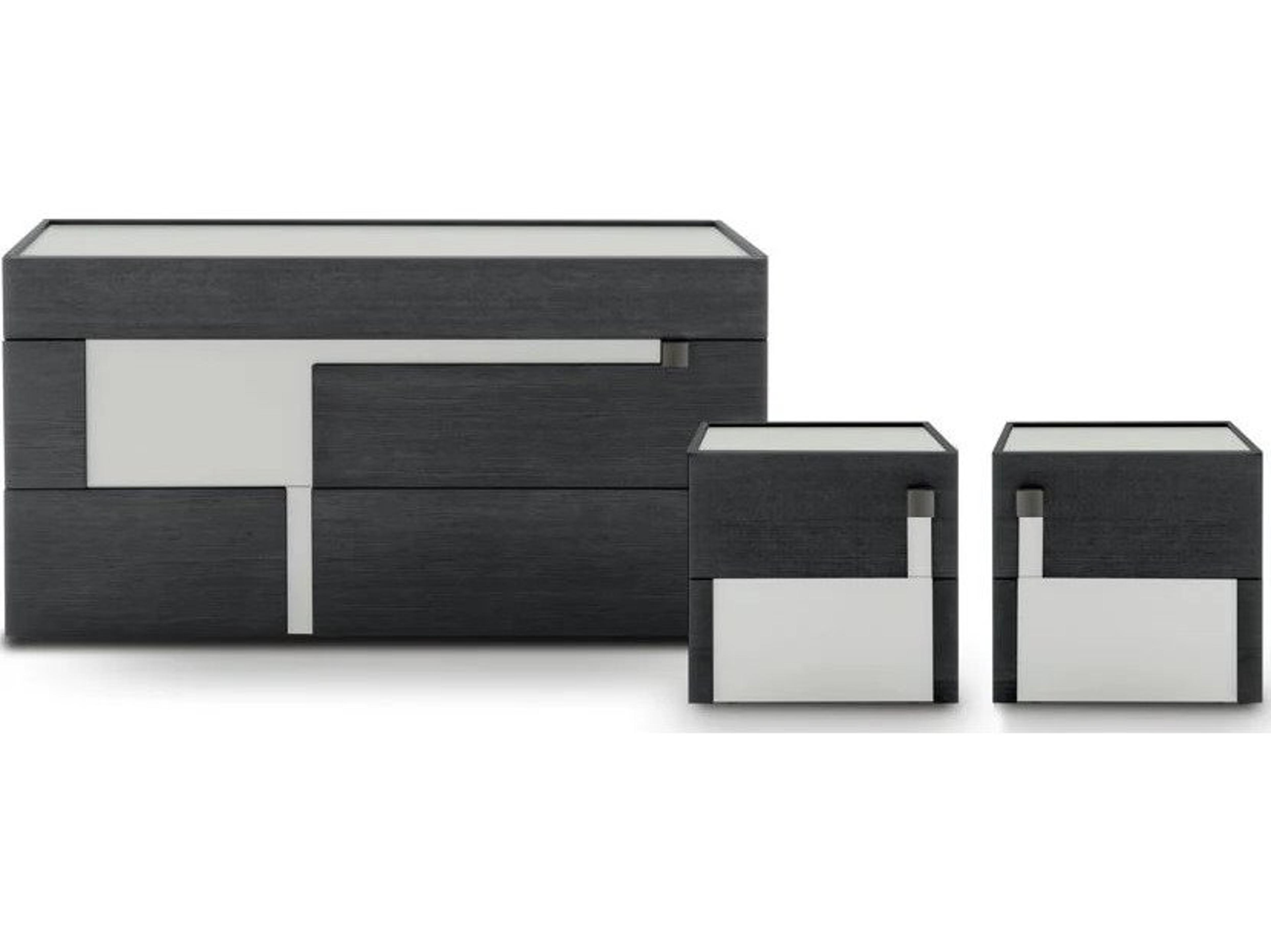 Pianca Logos 3 Drawers Dresser 60" Dark Grey Ash/Roccia Grey/Titanium