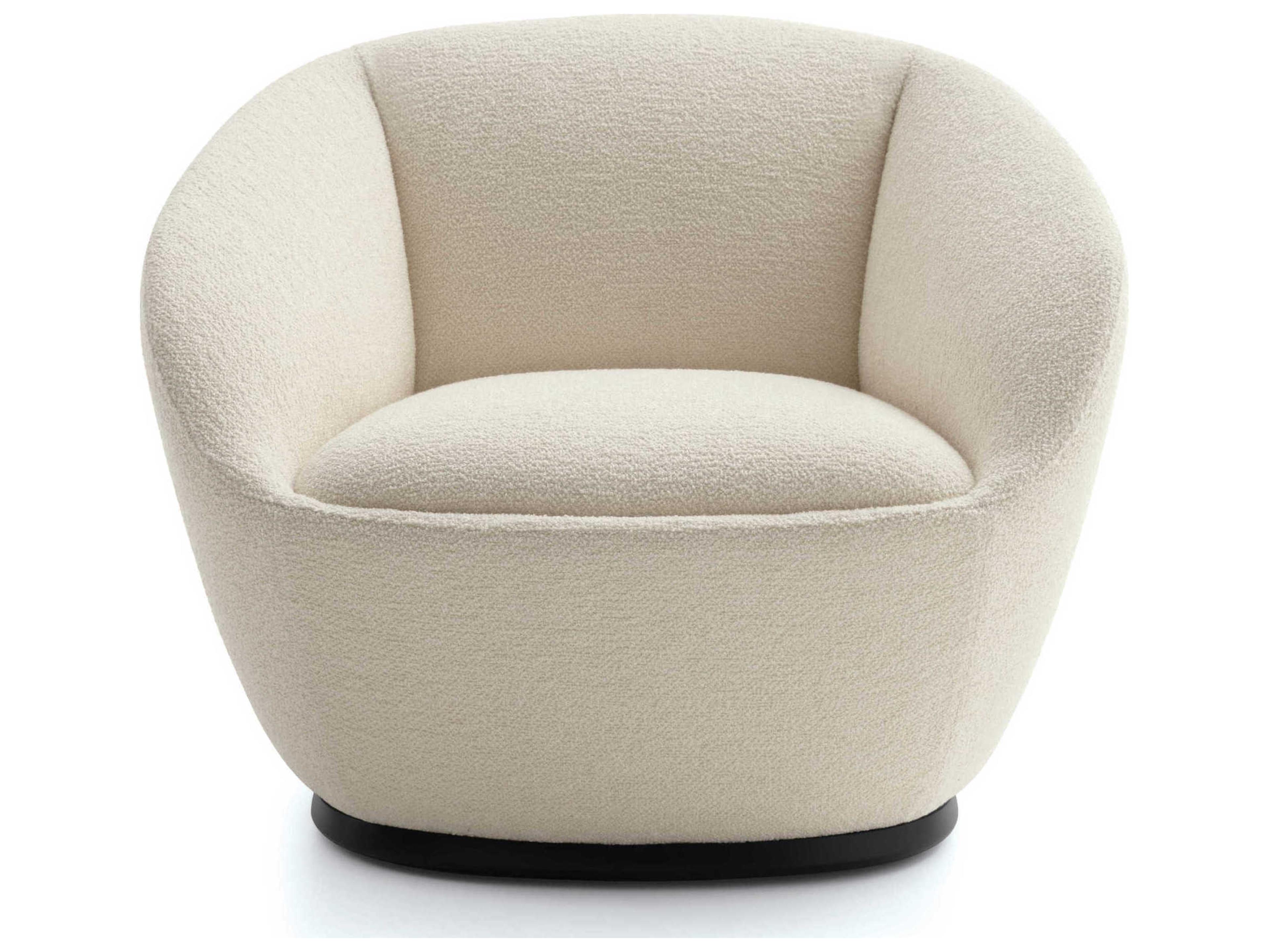 Pianca Naan Swivel White Fabric Accent Chair