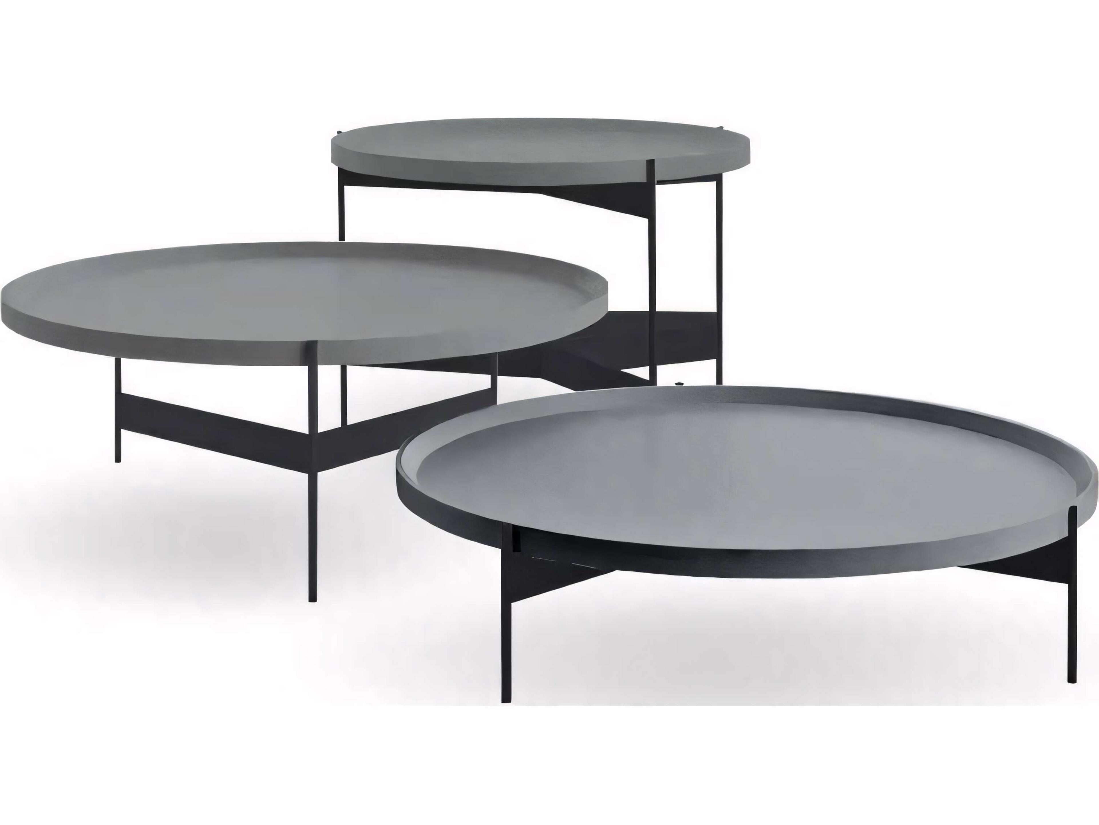 Pianca Abaco Round Metal Matt Dark Grey Charcoal Coffee Table