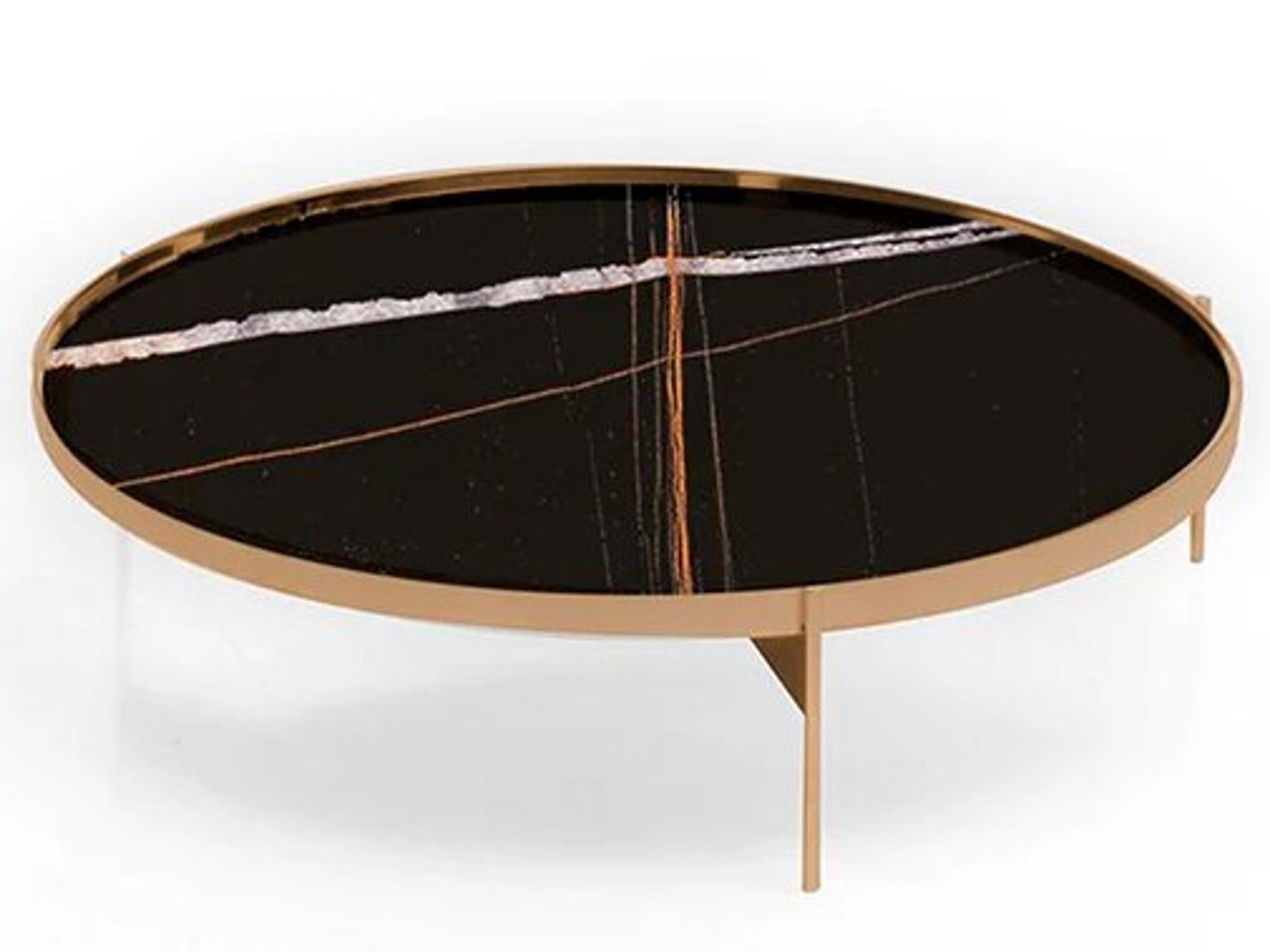 Pianca Abaco Round Glass Sahara Matt Marble Glossy Coffee Table