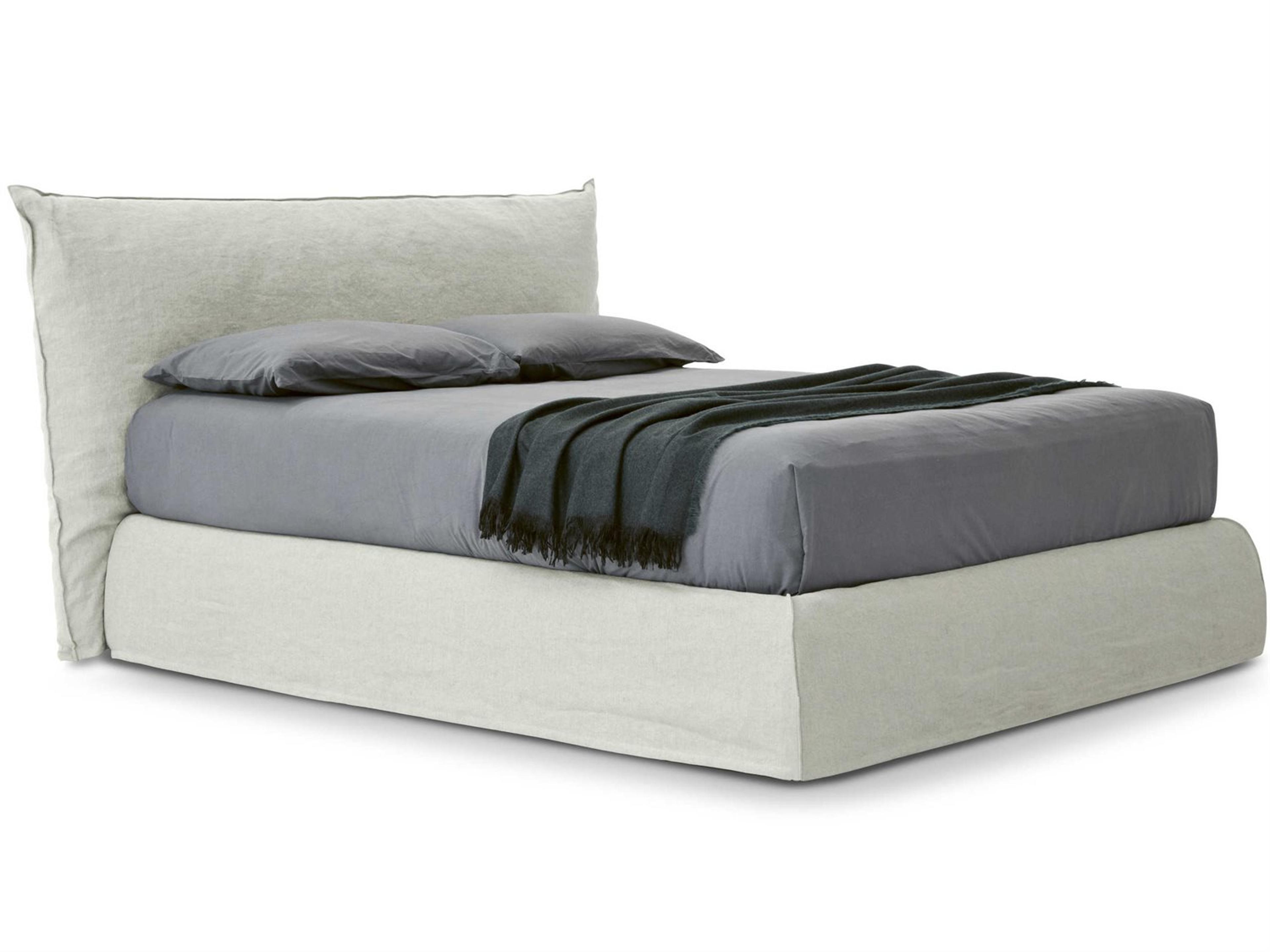 Piumotto Gray Upholstered Queen Platform Bed