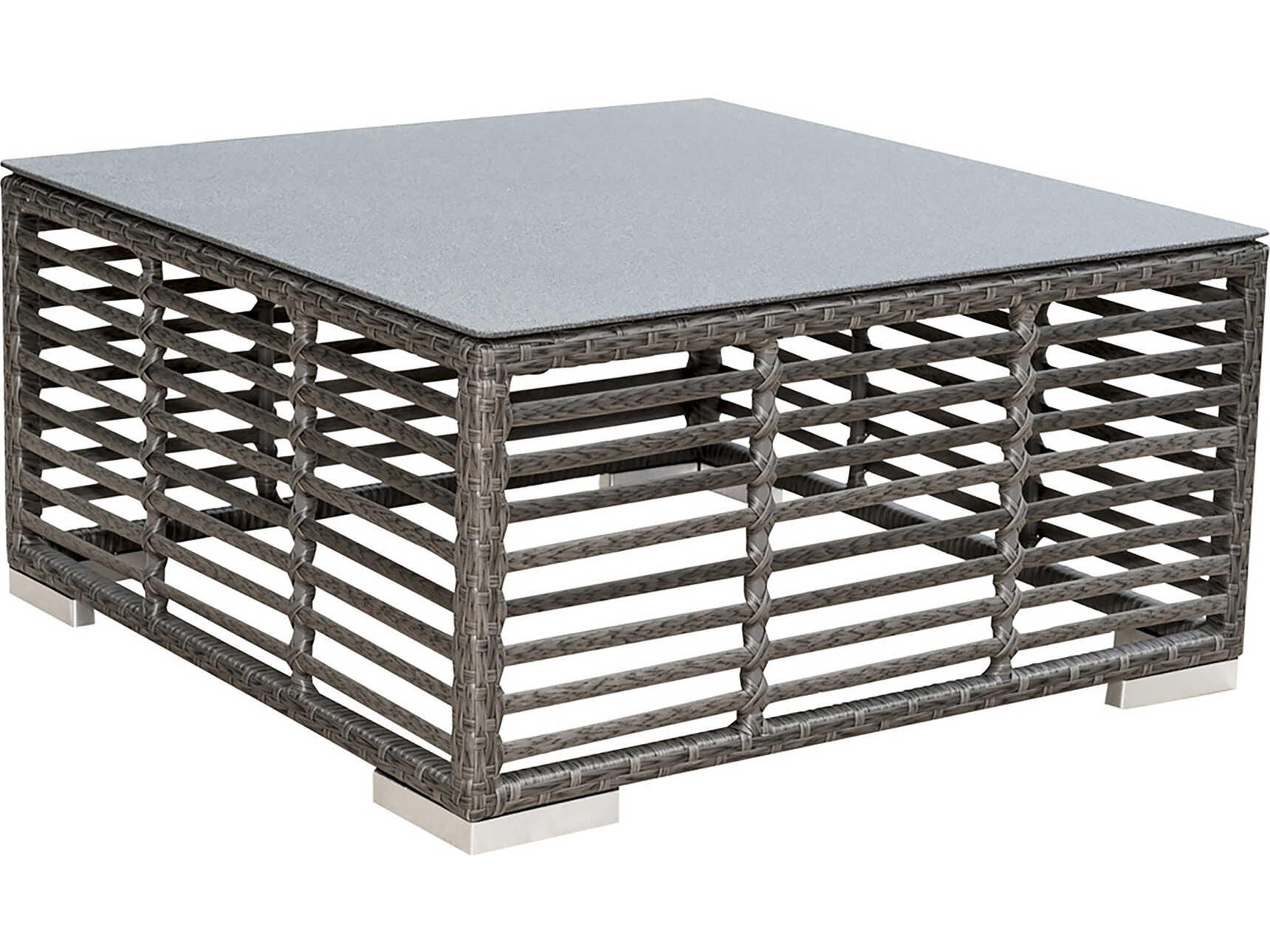 Panama Jack Outdoor Graphite Wicker Square Glass Top Coffee Table
