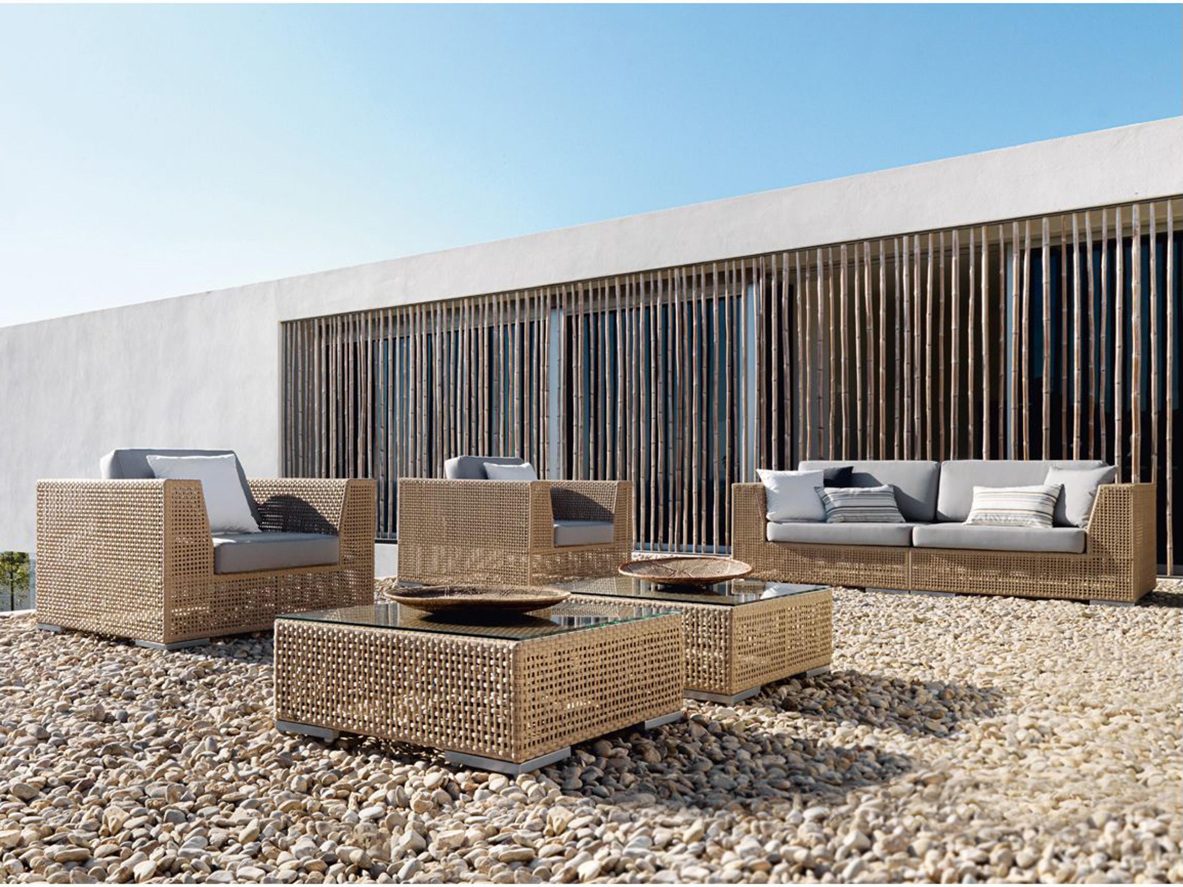 Panama Jack Outdoor Austin Aluminum Wicker Honey 5 Piece Lounge Set with Cushions