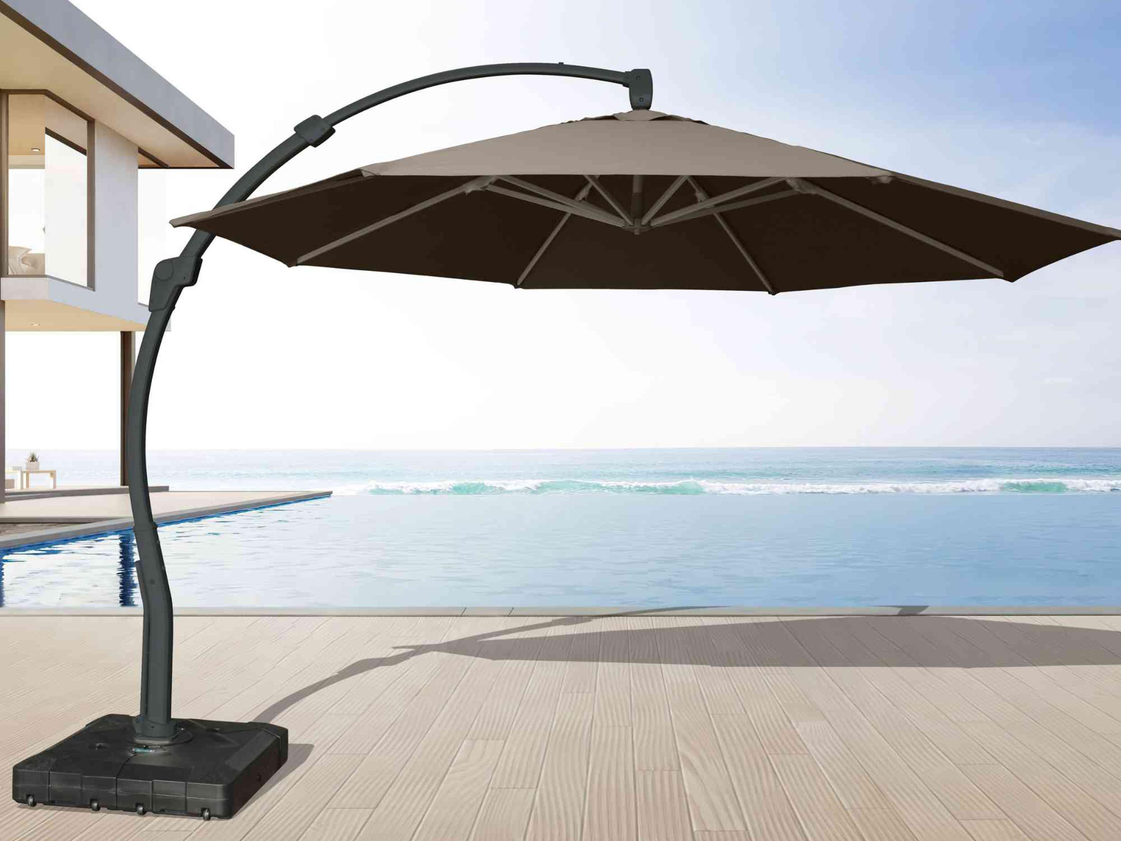 Panama Jack 11.5 Ft Cantilever Sunbrella Shale 360 Umbrella w/Movable Base