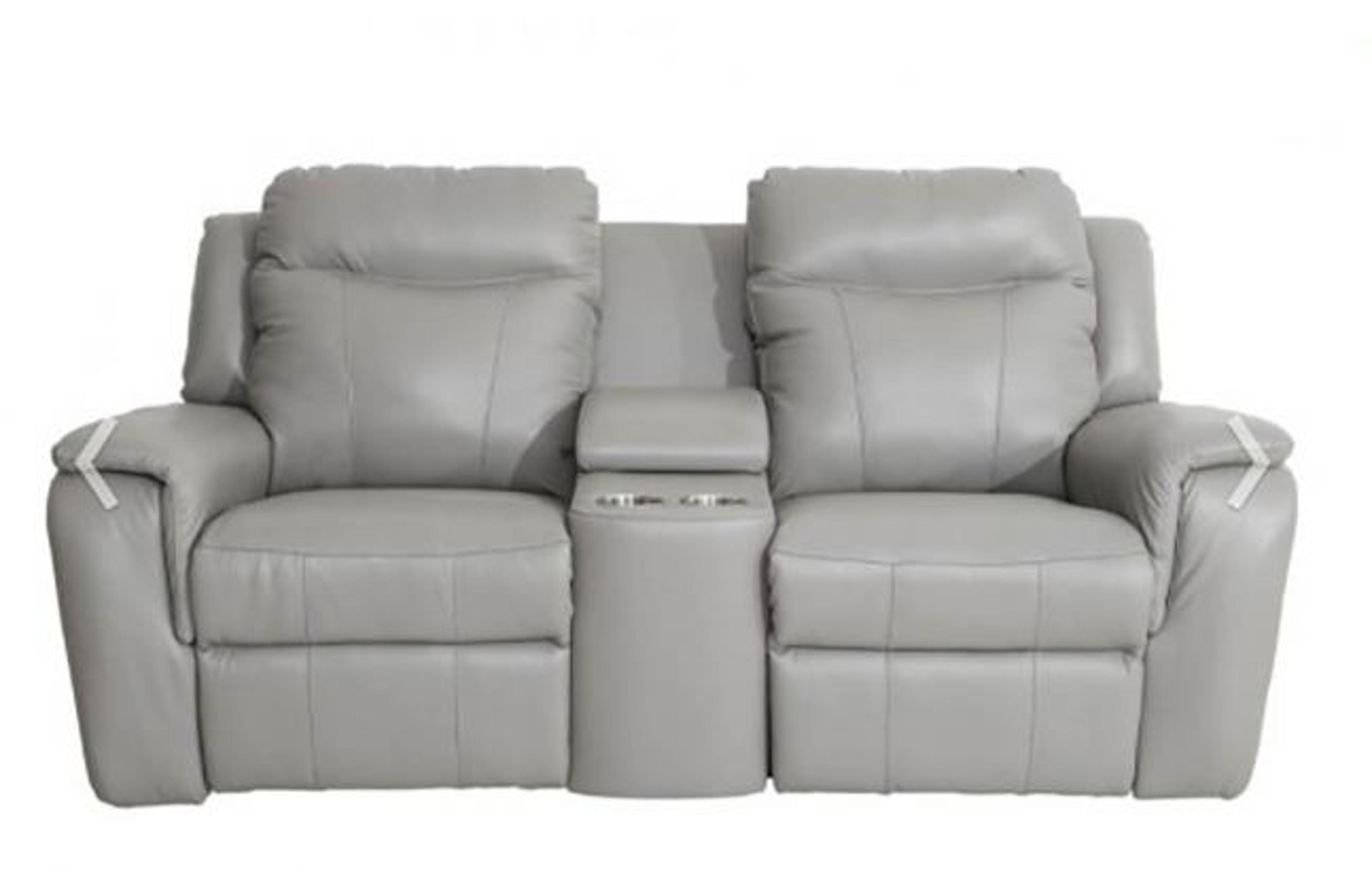 Palliser Buckingham Leather Upholstery Console Loveseat Power Recliner with Cupholder with Power Headrest