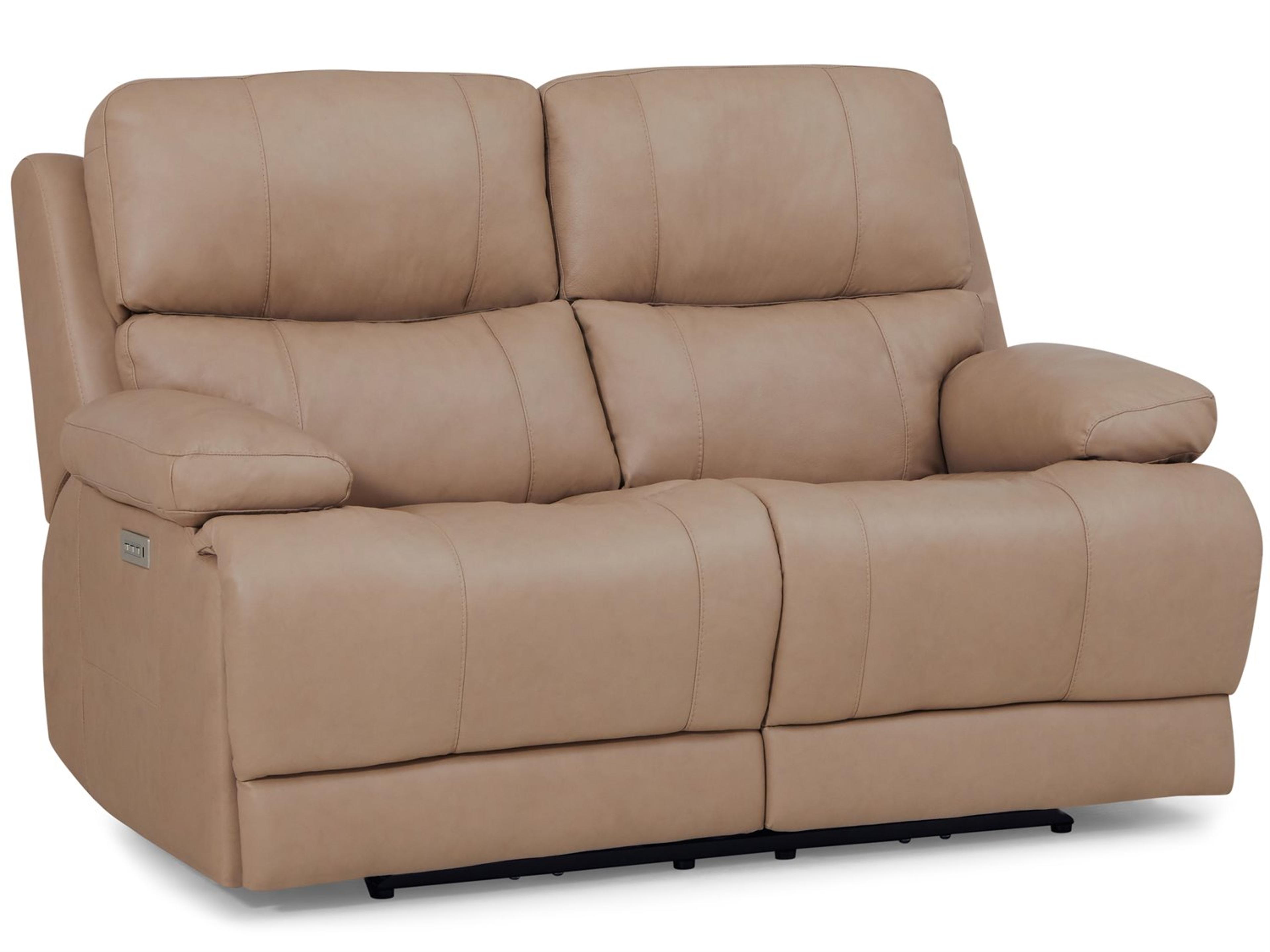 Palliser Kenaston Leather Upholstery Loveseat Power Recliner with Headrest & Lumbar