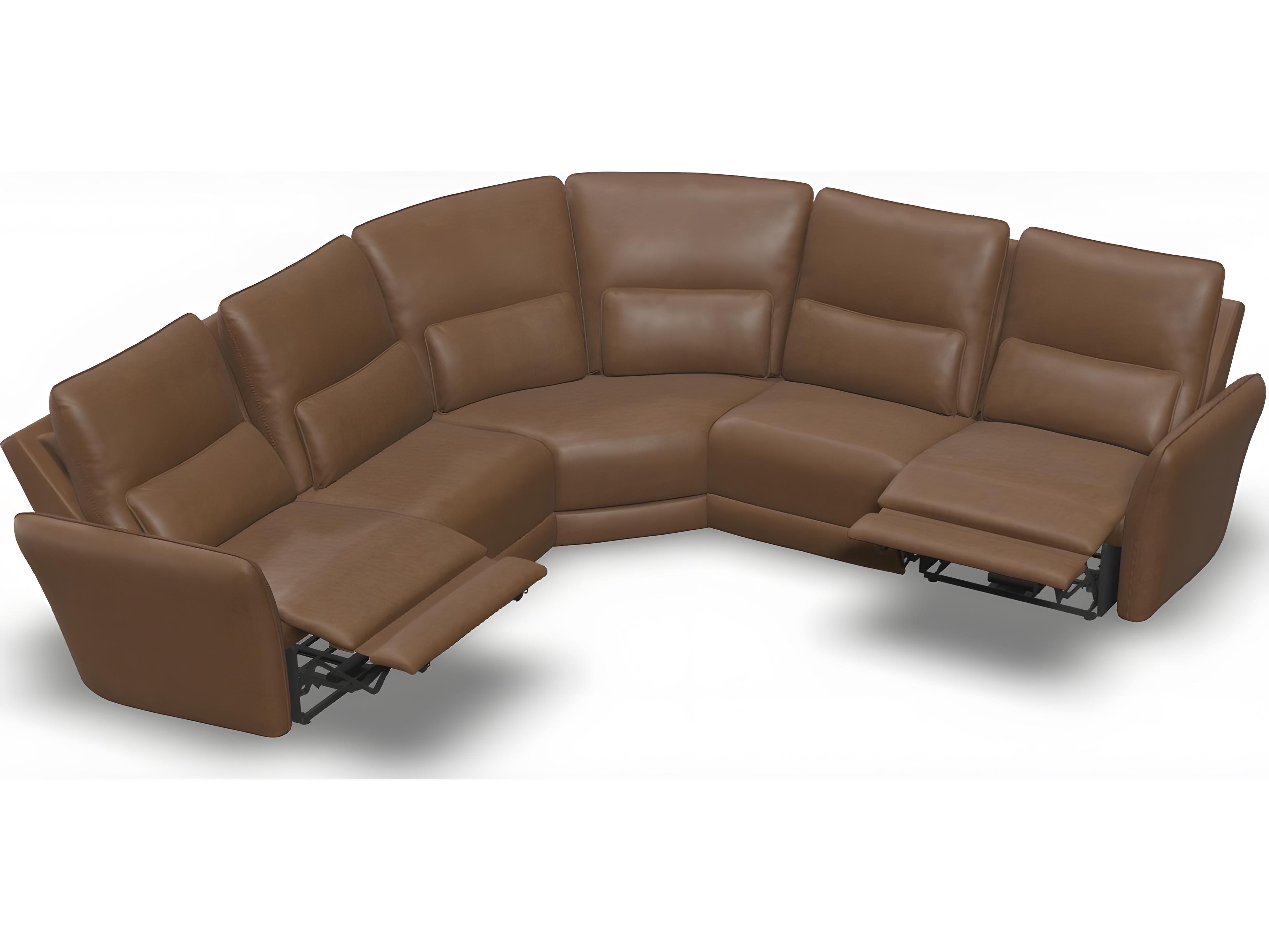Palliser Acacia Leather Upholstery Sectional Sofa Power Recliner with Power Headrests