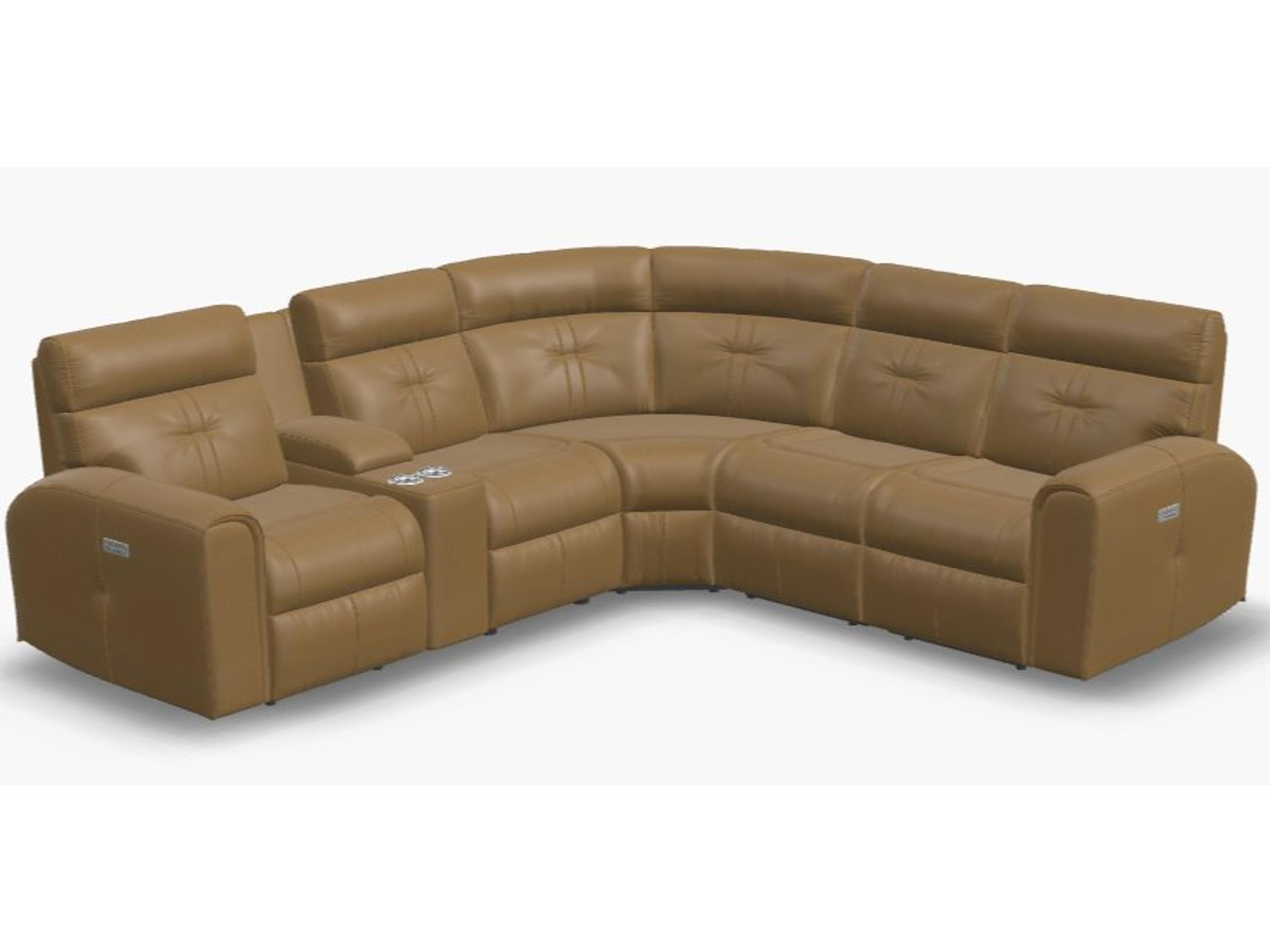 Palliser Acacia Leather Upholstery Sectional Sofa Power Recliner with Power Headrests