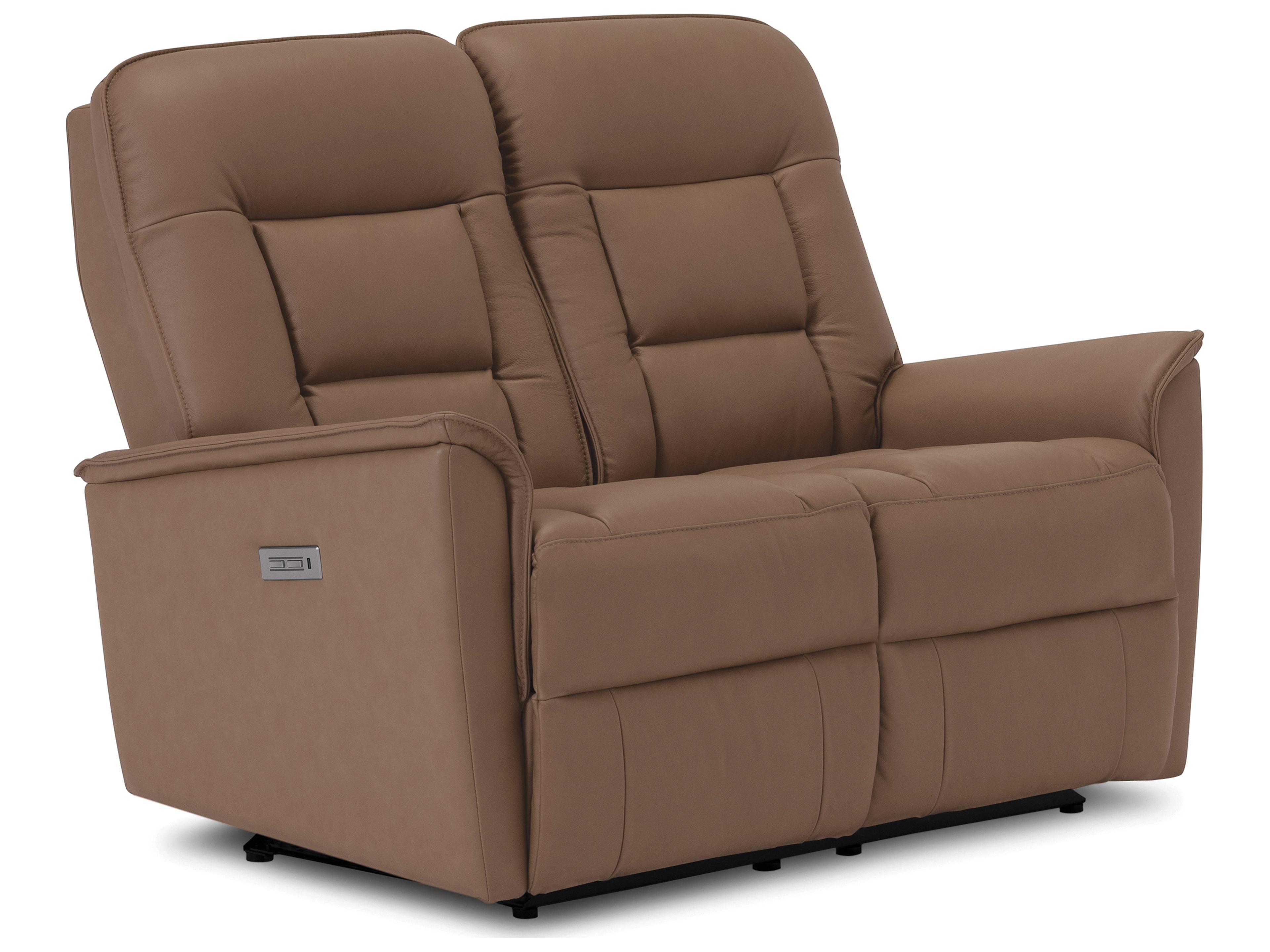 Palliser Dover Leather Upholstery Loveseat Power Recliner with Power Headrest