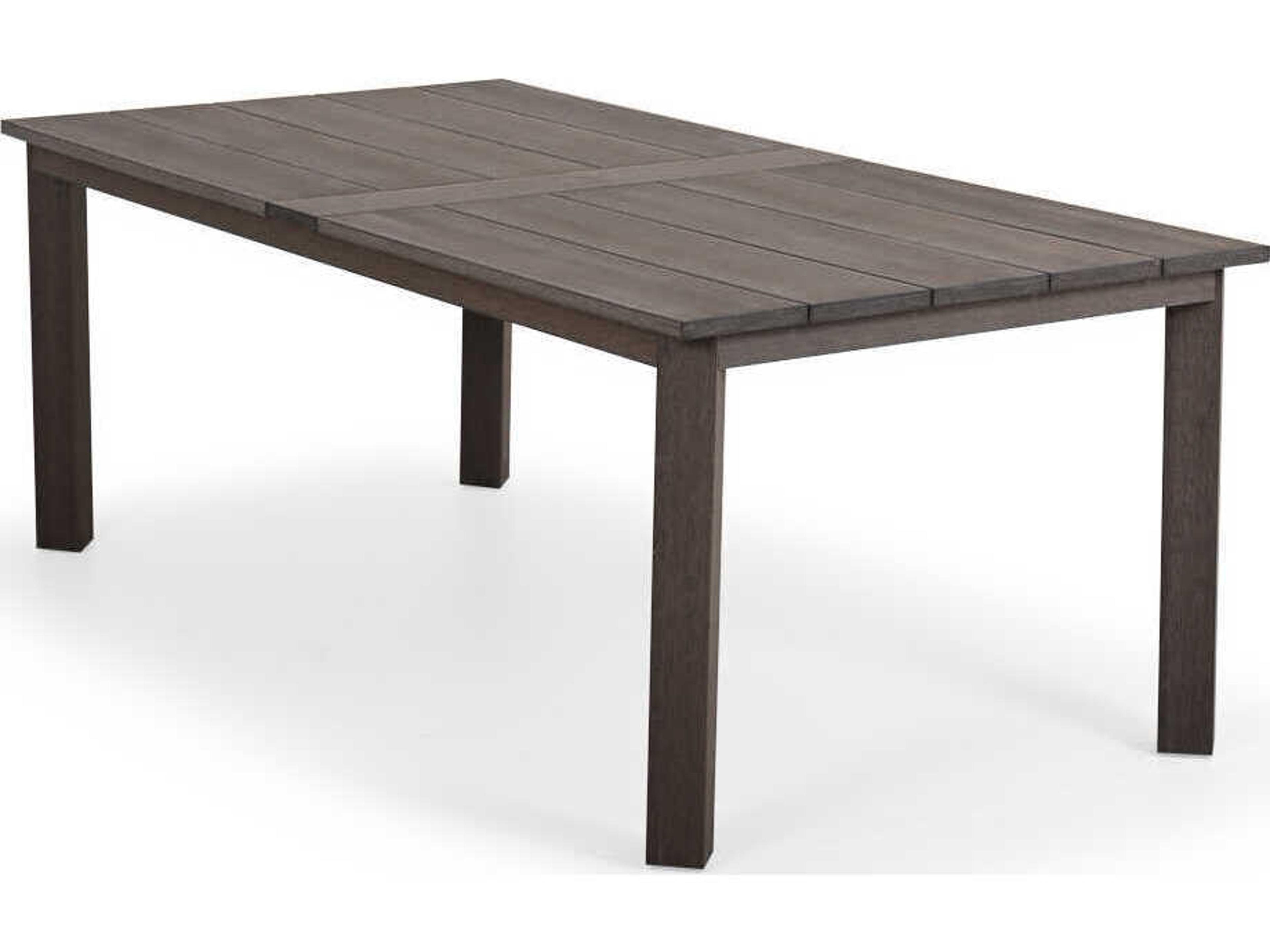 Watermark Living Miramar Faux Wood Rectangular Outdoor Dining Table with Umbrella Hole