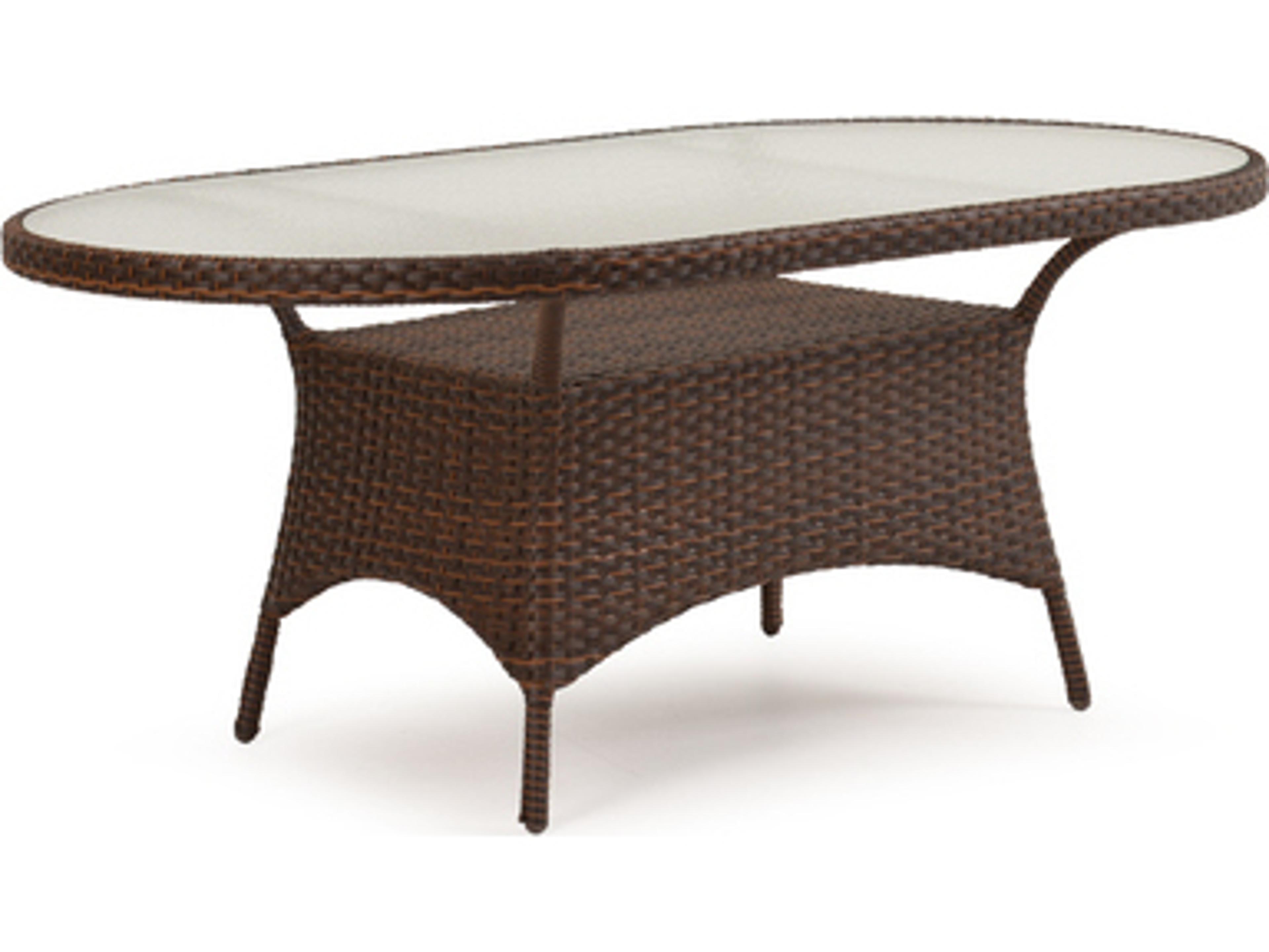 Watermark Living Alexandria Wicker Oval Glass Top Outdoor Patio Dining Table with Umbrella Hole
