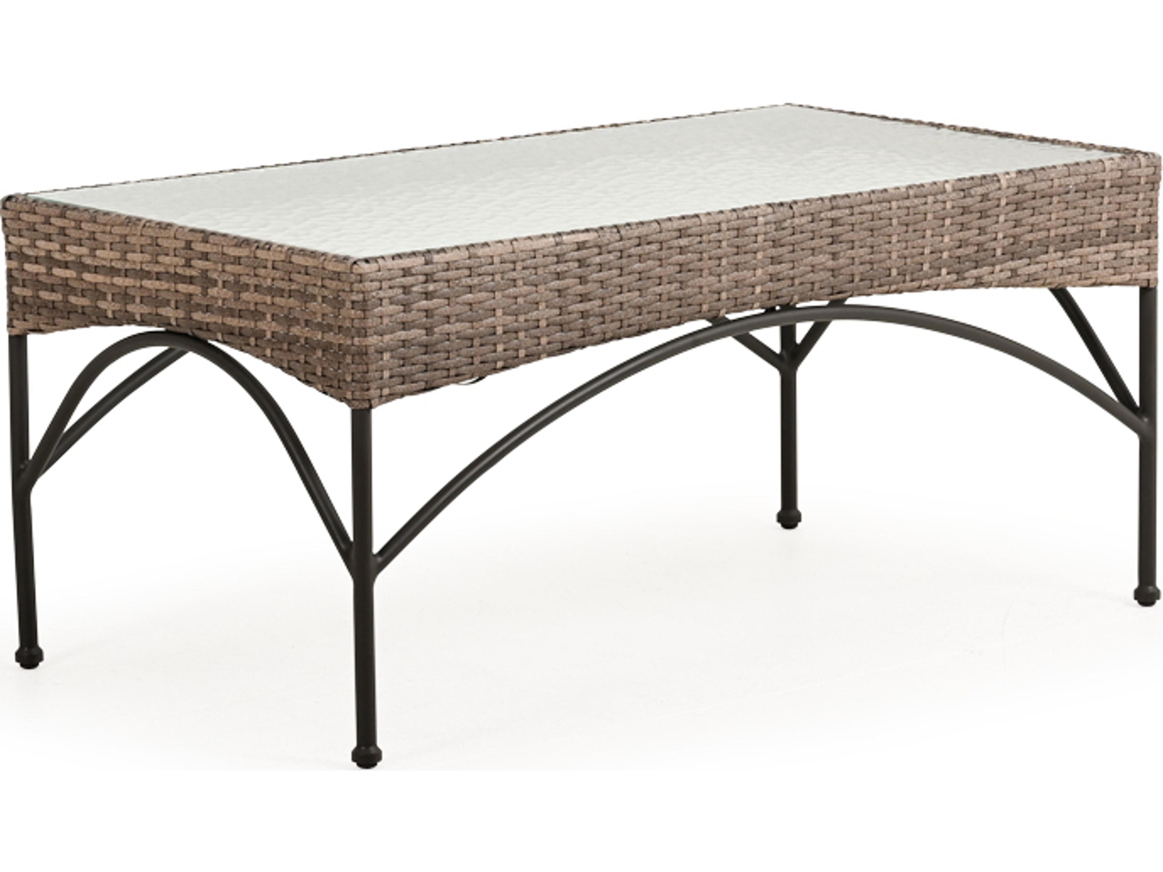 Watermark Living Augusta Wicker Rectangular Glass Top Patio Coffee Table