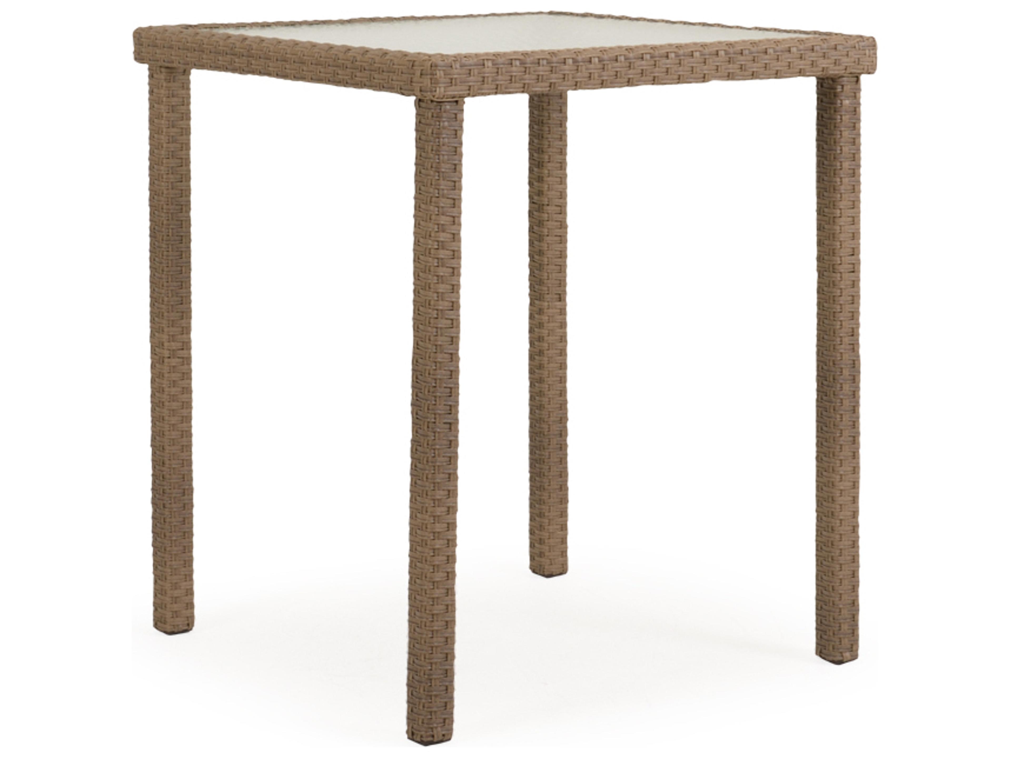 Watermark Living Seaside Wicker Square Glass Top Patio Bar Table