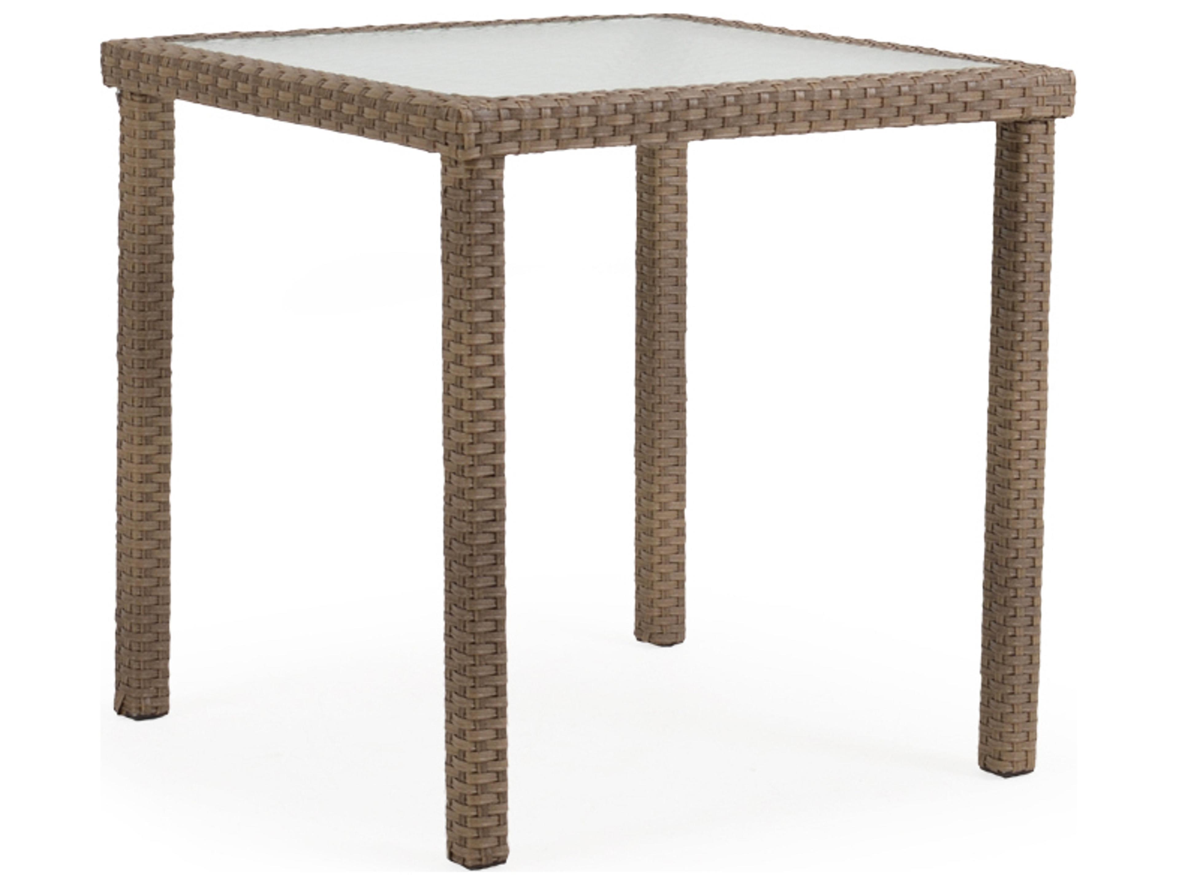 Watermark Living Seaside Wicker Square Glass Top Outdoor Patio Counter Table