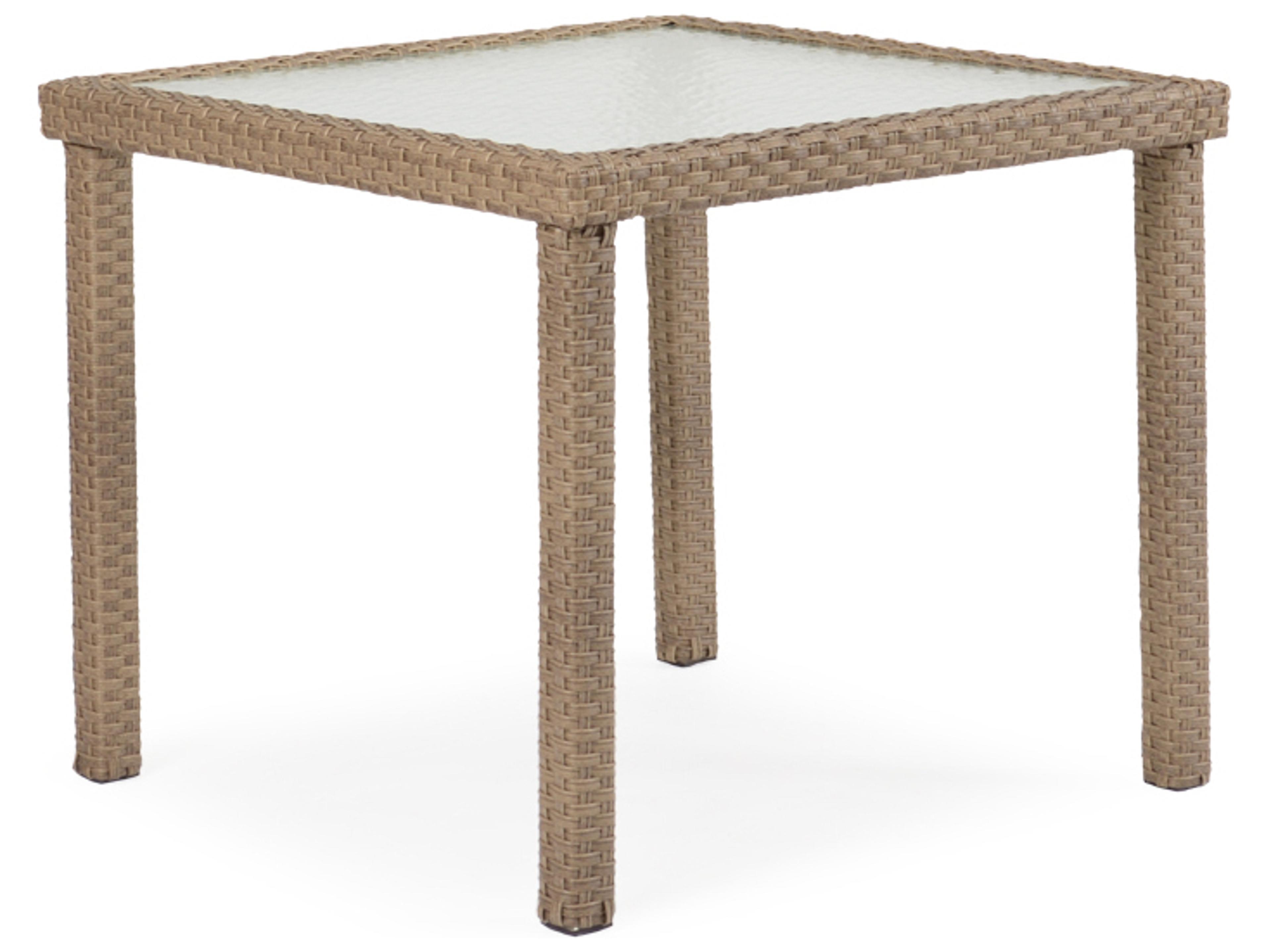Watermark Living Seaside Wicker Square Glass Top Outdoor Patio Dining Table