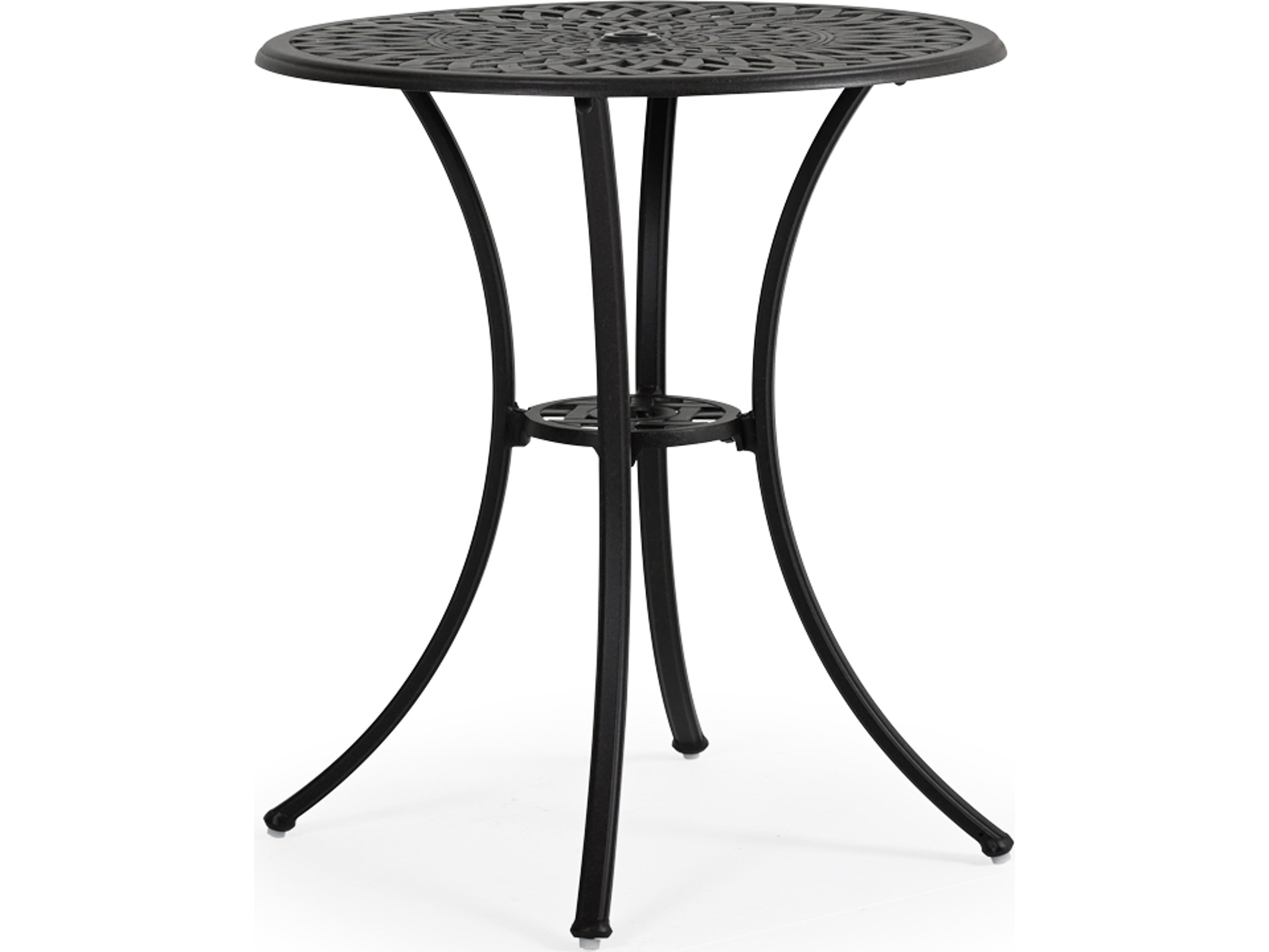 Watermark Living Oxford Cast Aluminum Weathered Black Round Patio Counter Table with Umbrella Hole