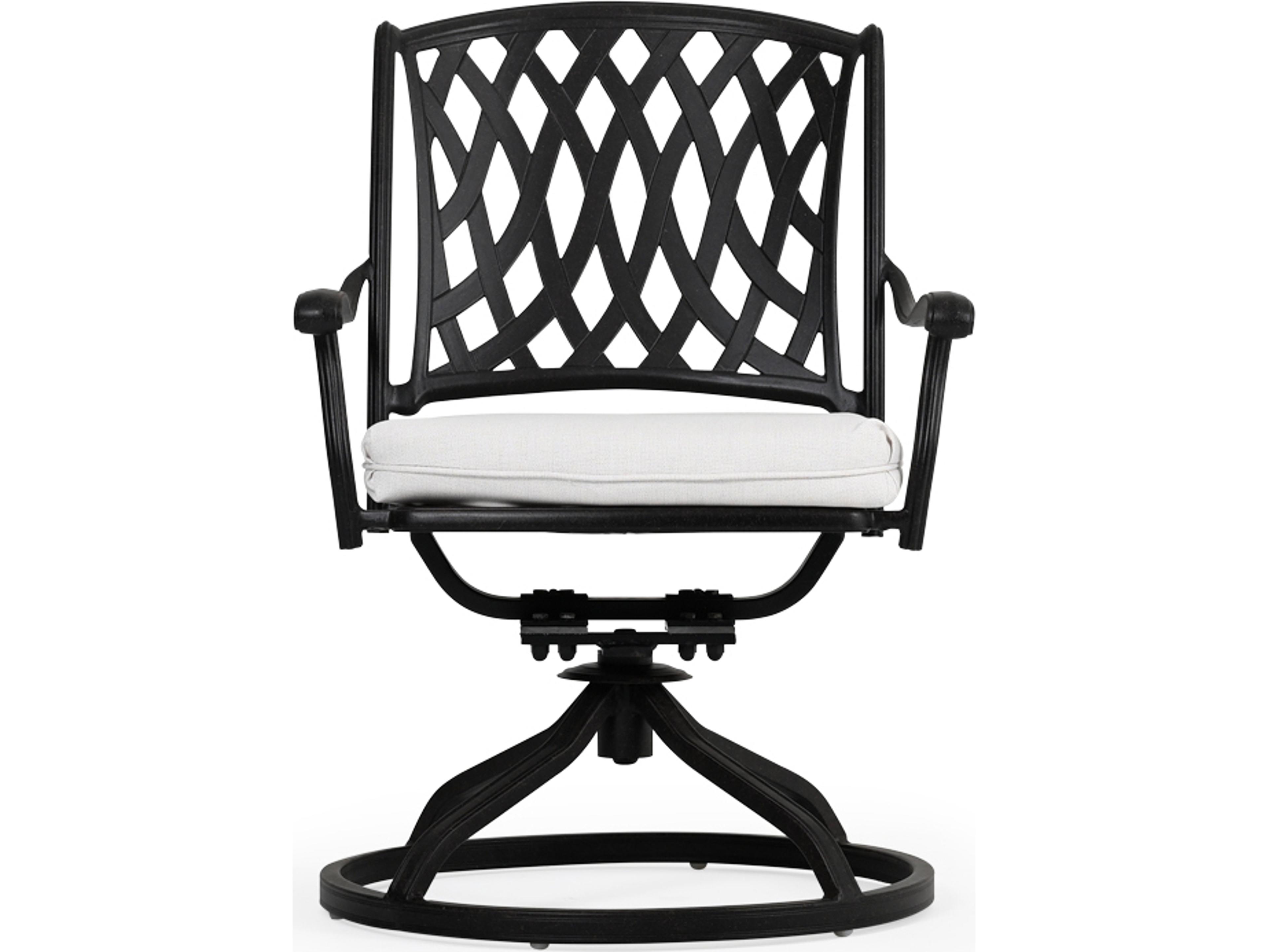 Watermark Living Oxford Cast Aluminum Weathered Black Swivel Tilt Outdoor Dining Arm Chair