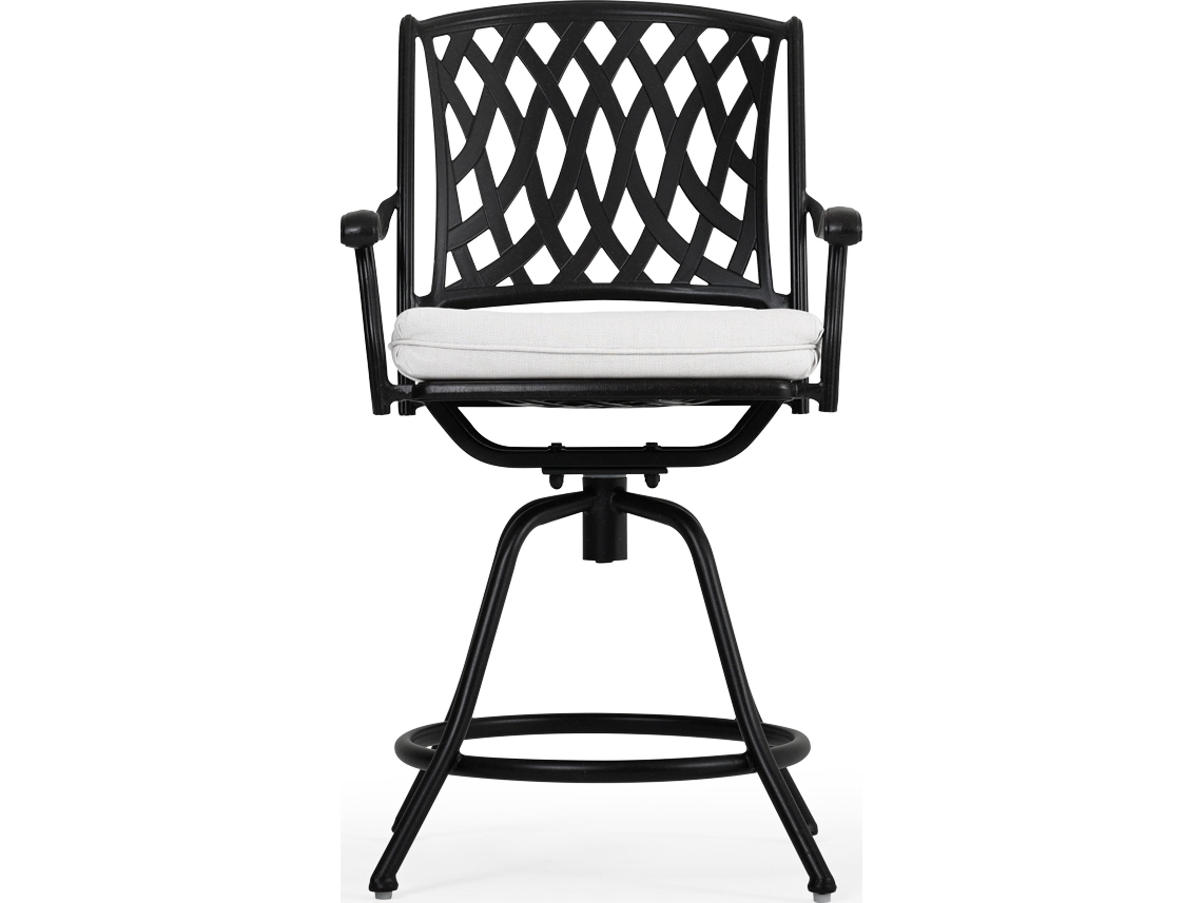 Watermark Living Oxford Cast Aluminum Weathered Black Swivel Patio Counter Stool