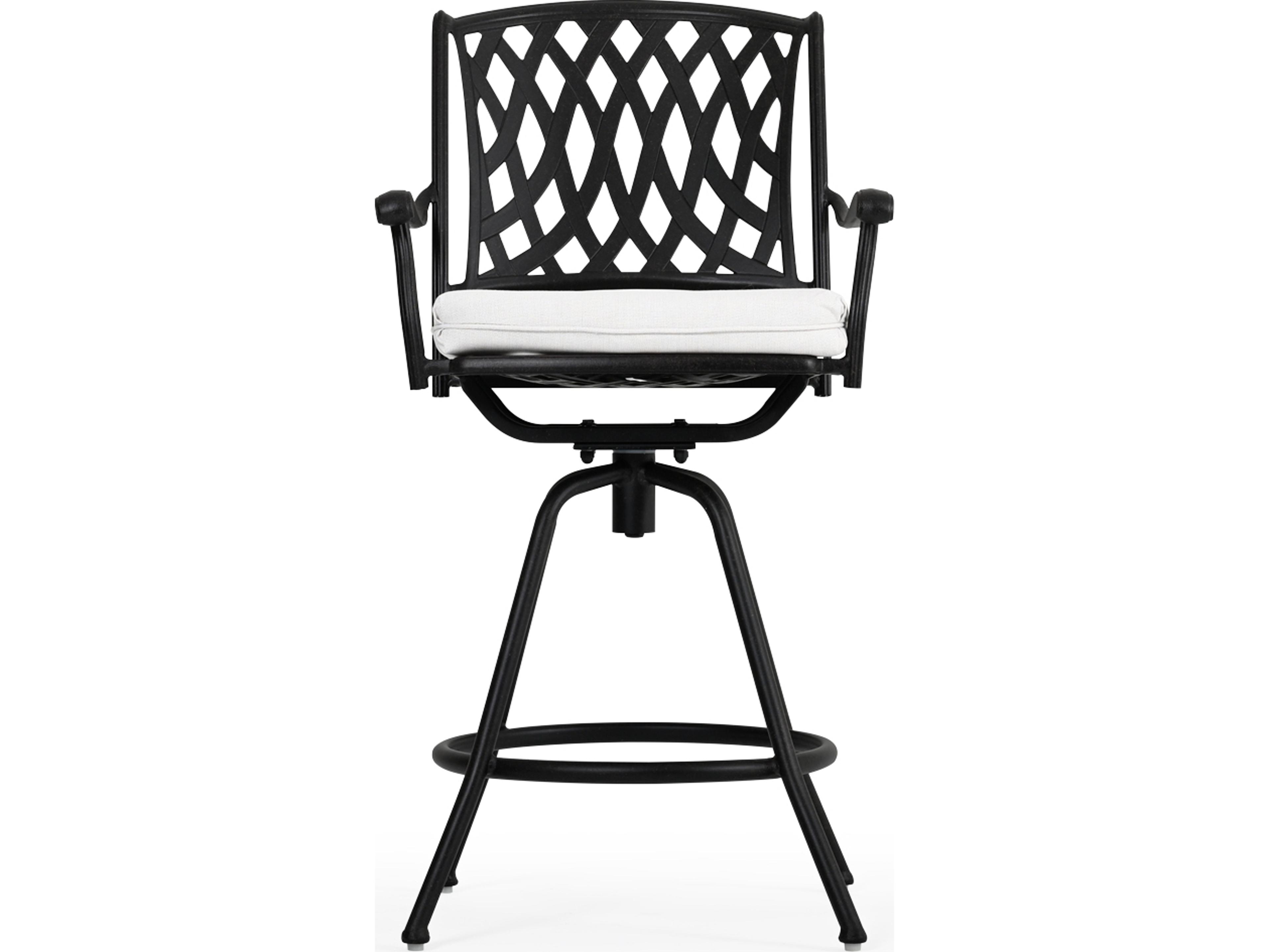 Watermark Living Oxford Cast Aluminum Weathered Black Swivel Patio Bar Stool