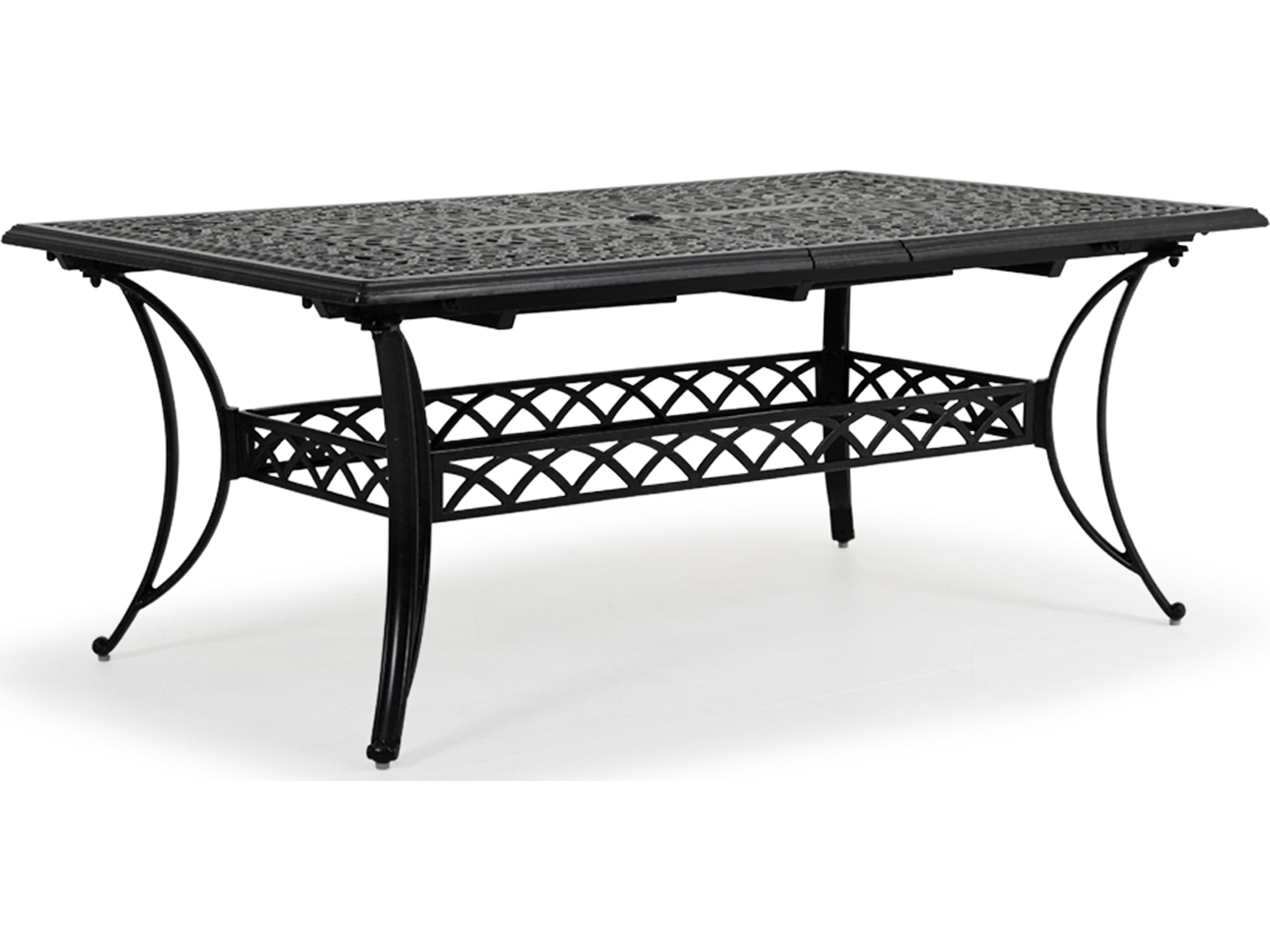 Watermark Living Dauphine Cast Aluminum Rectangular Patio Dining Table with Umbrella Hole