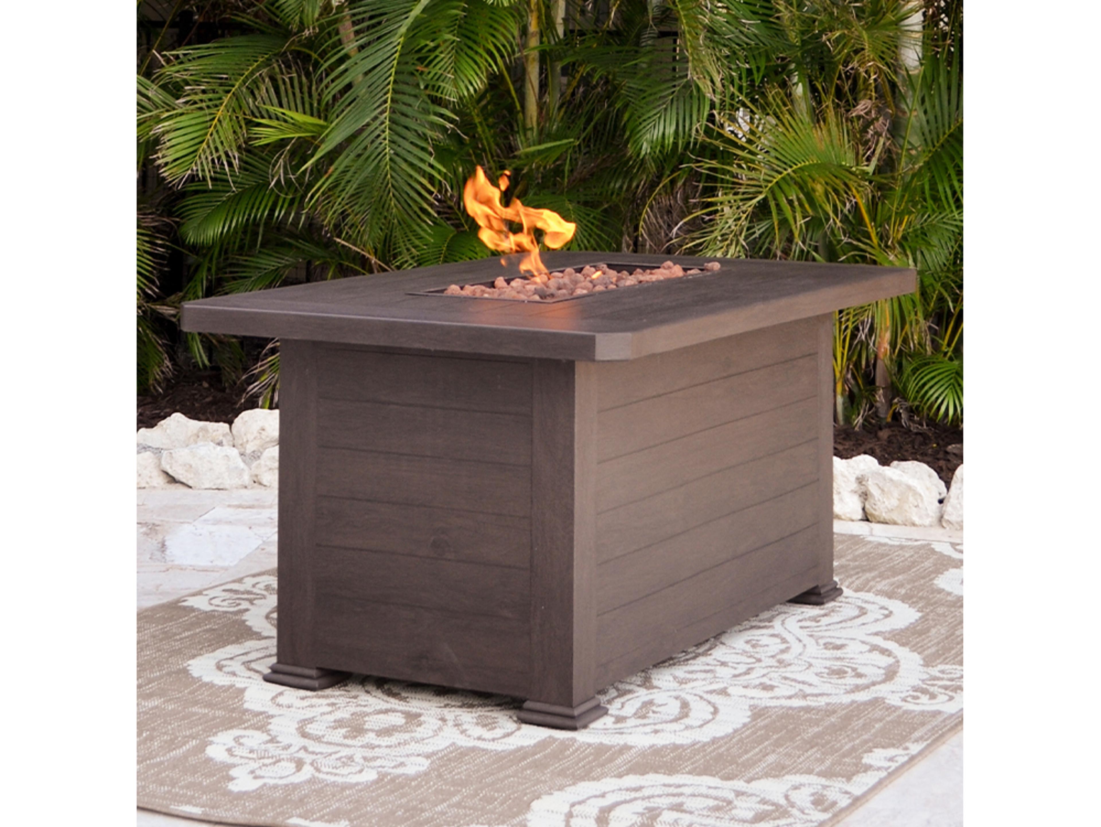 Watermark Living Riverside Aluminum Rectangular Patio Fire Pit Table with Lid