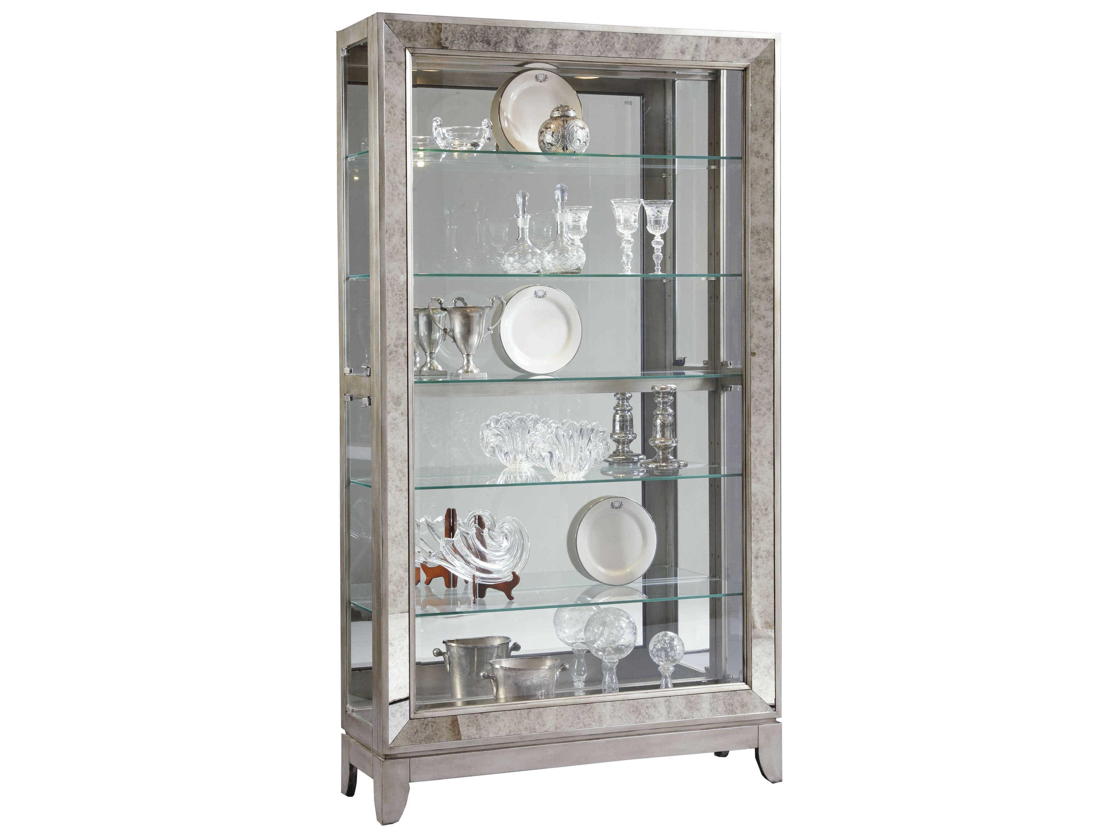 Pulaski Hardwood Aged Silver Curio Display Cabinet