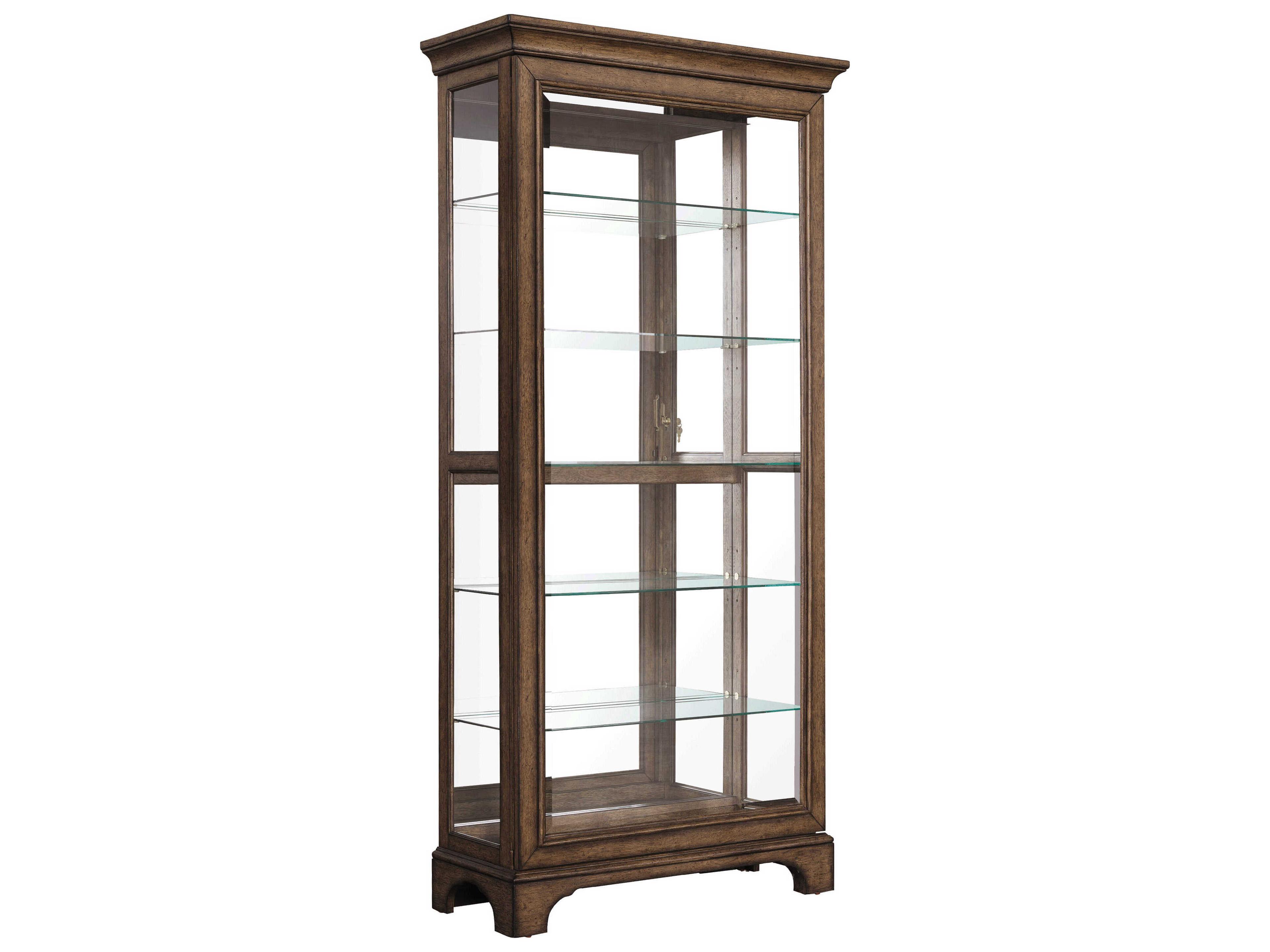 Pulaski Accents Traditional Sliding Door Curio with Glass Shelves and LED Light