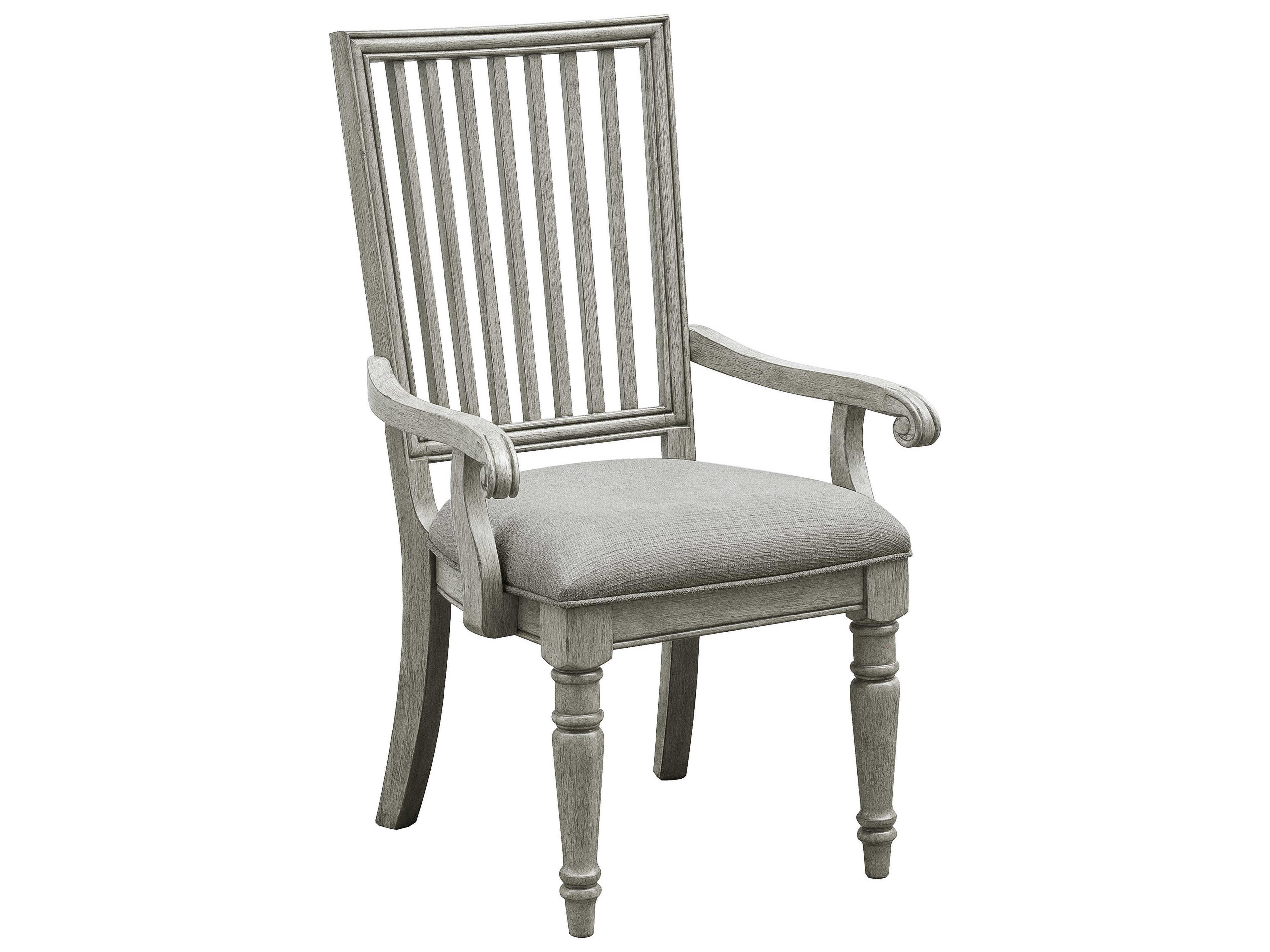 Pulaski Madison Ridge Rubberwood Gray Upholstered Arm Dining Chair