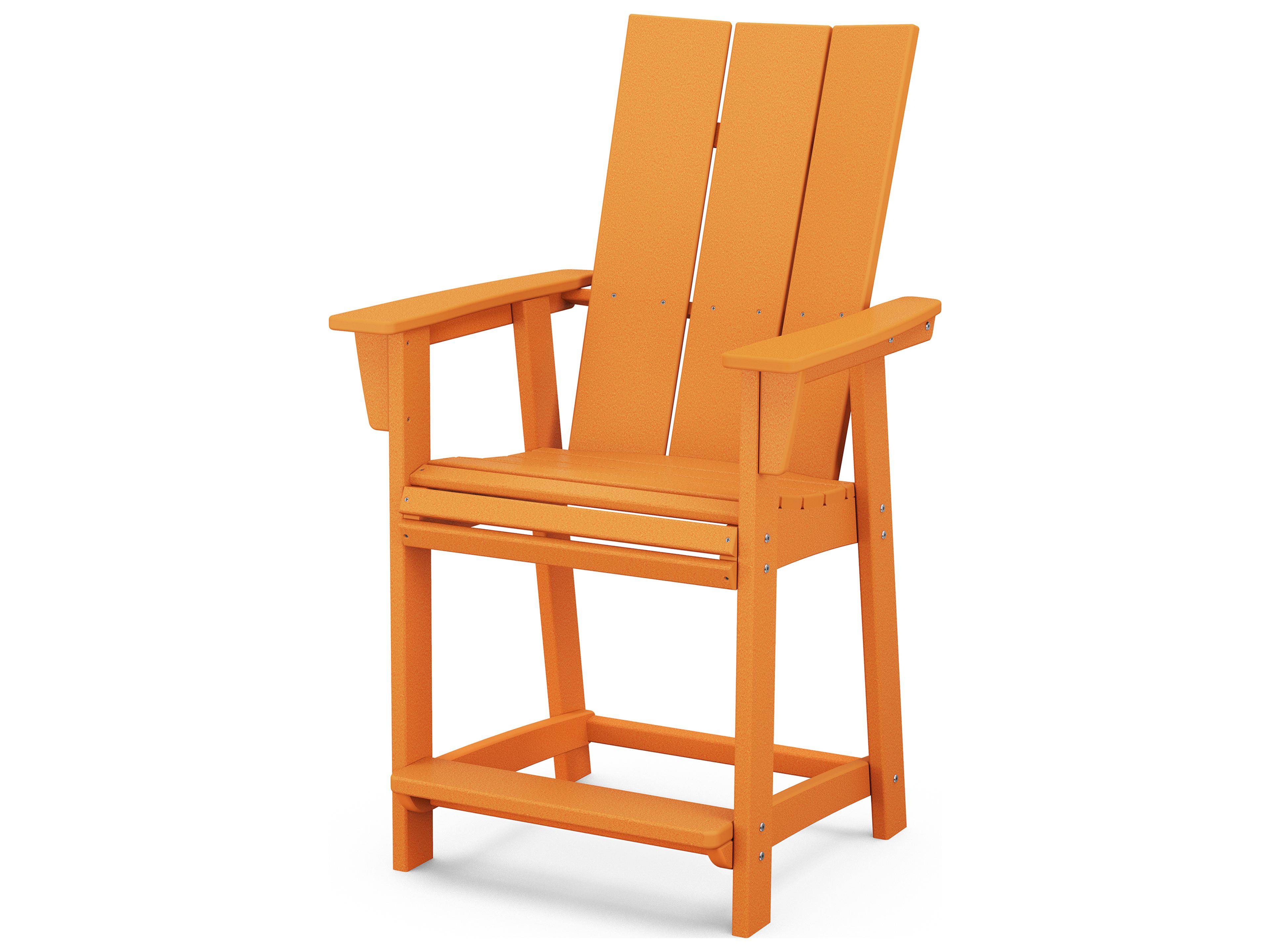POLYWOOD® Modern Recycled Plastic Adirondack Outdoor Patio Counter Chair