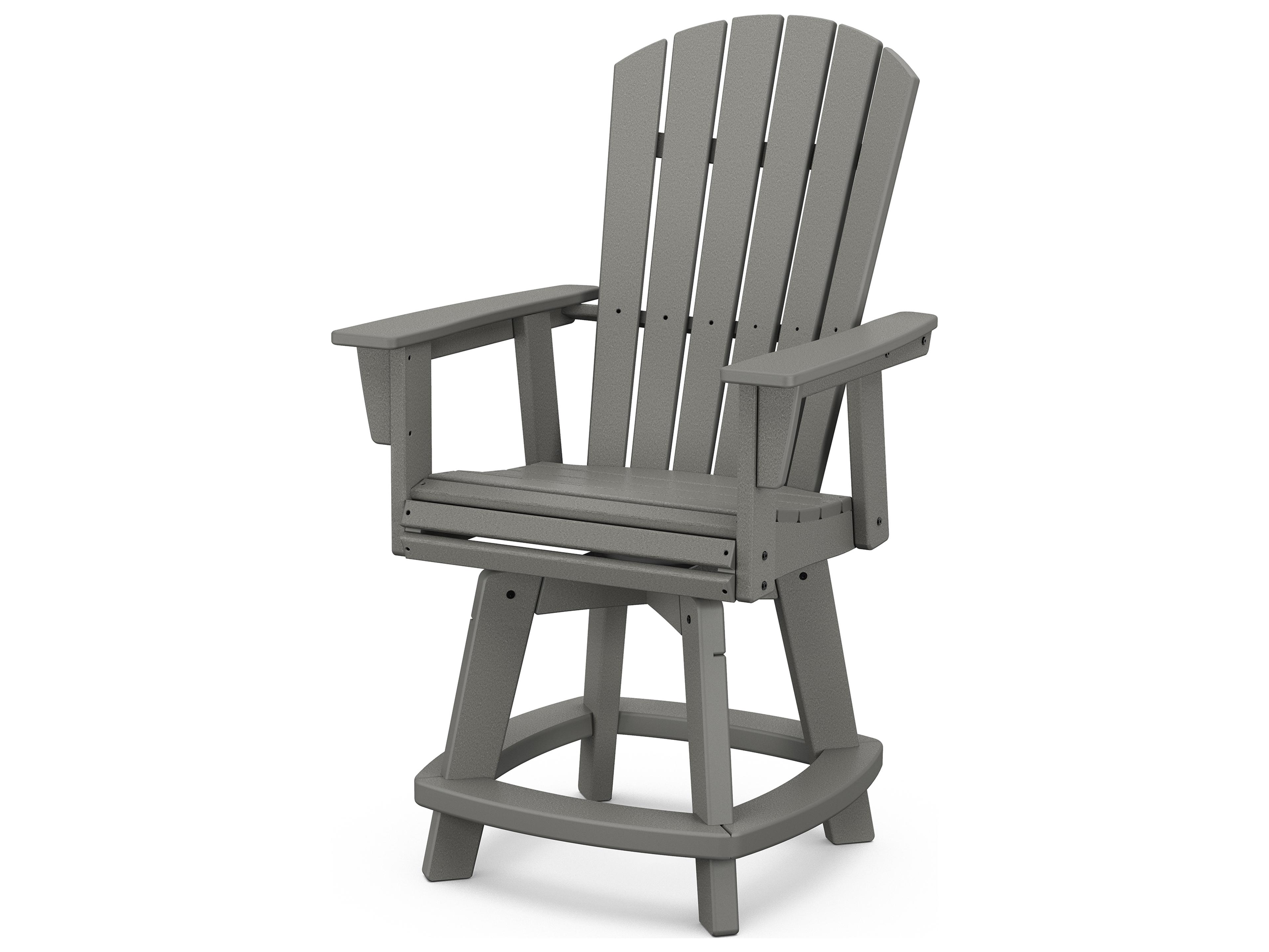 POLYWOOD® Nautical Recycled Plastic Adirondack Swivel Patio Counter Chair