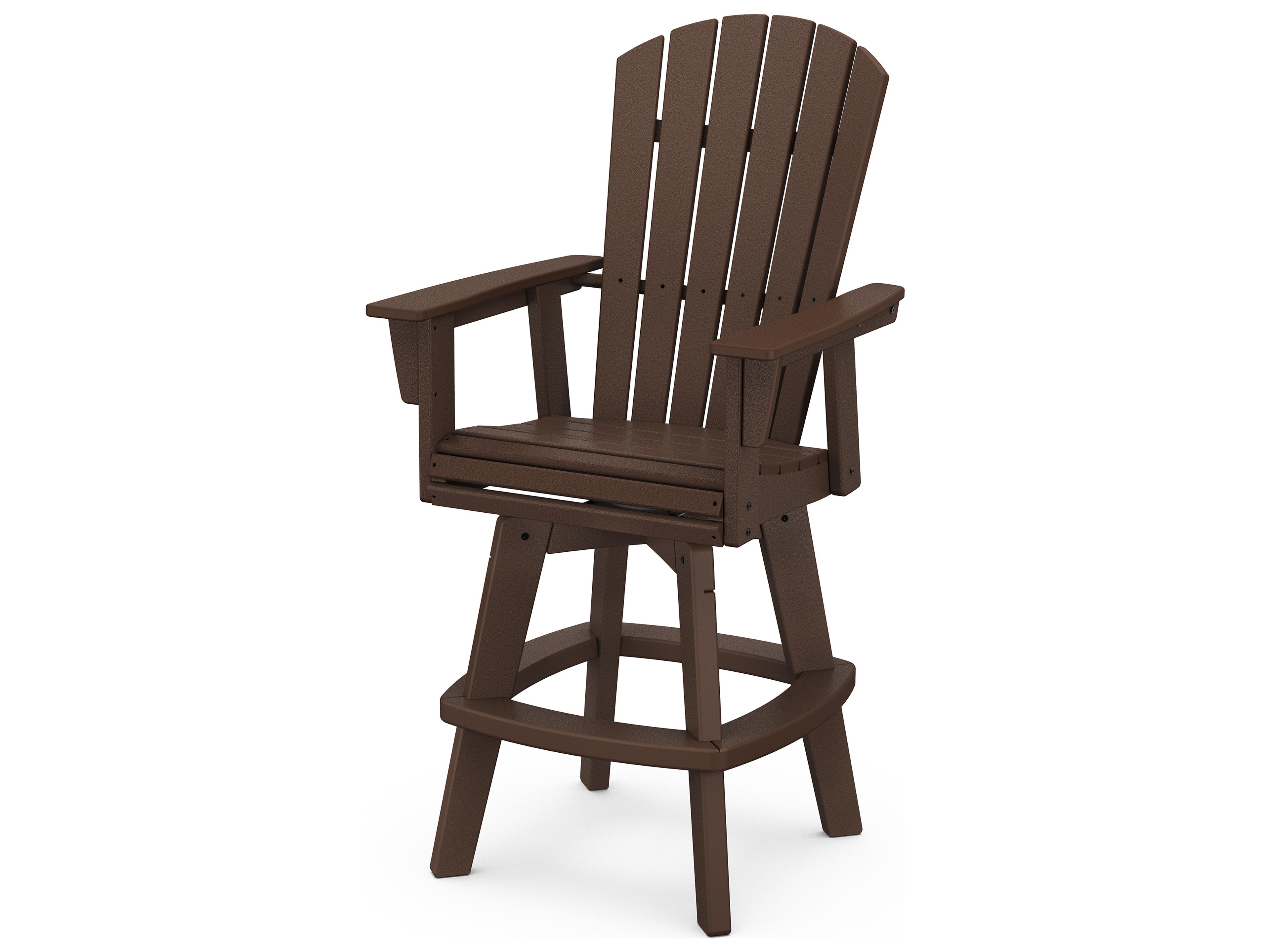 POLYWOOD® Nautical Recycled Plastic Adirondack Swivel Outdoor Patio Bar Chair