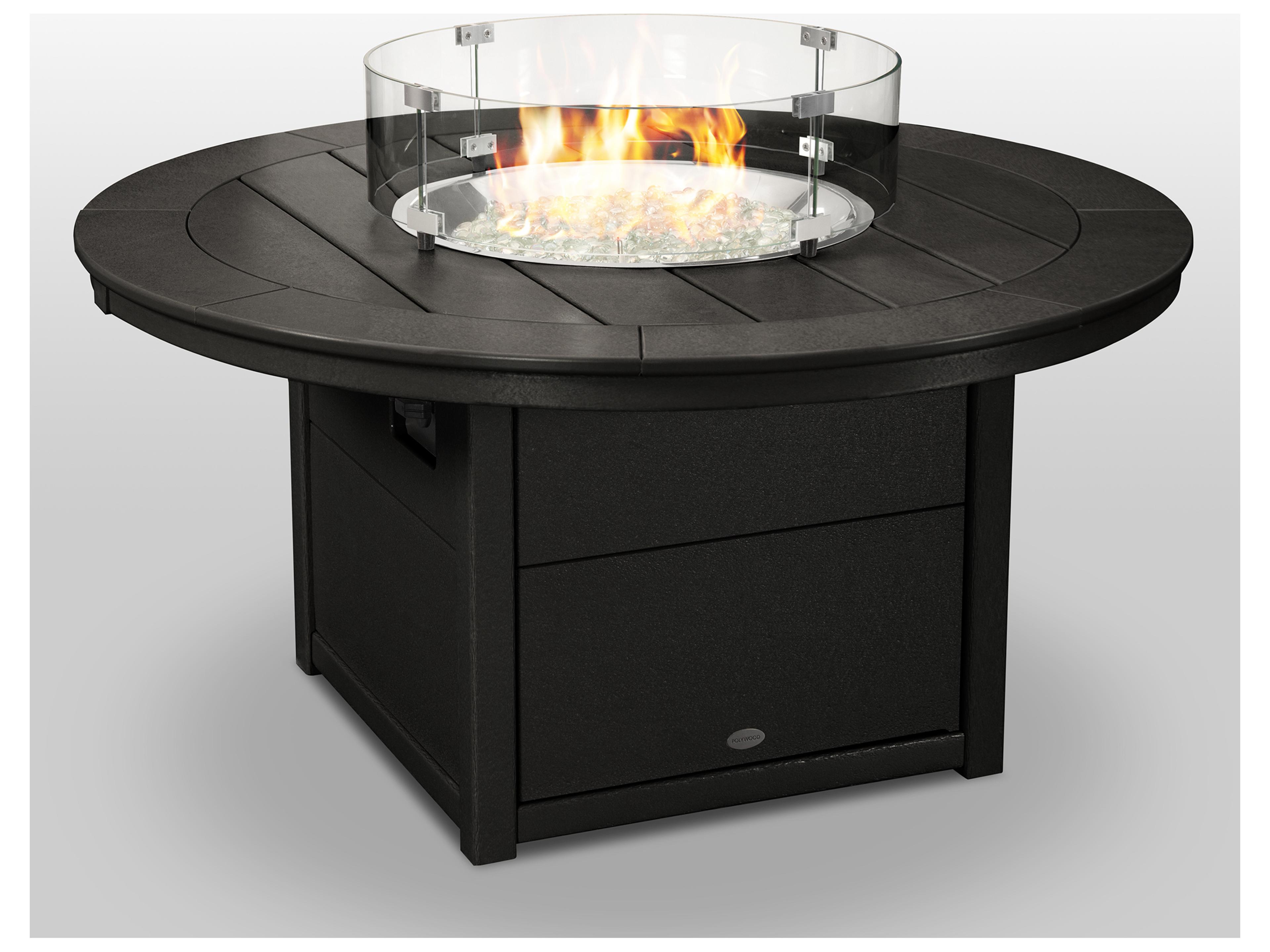 POLYWOOD® Recycled Plastic Round Outdoor Patio Fire Pit Table