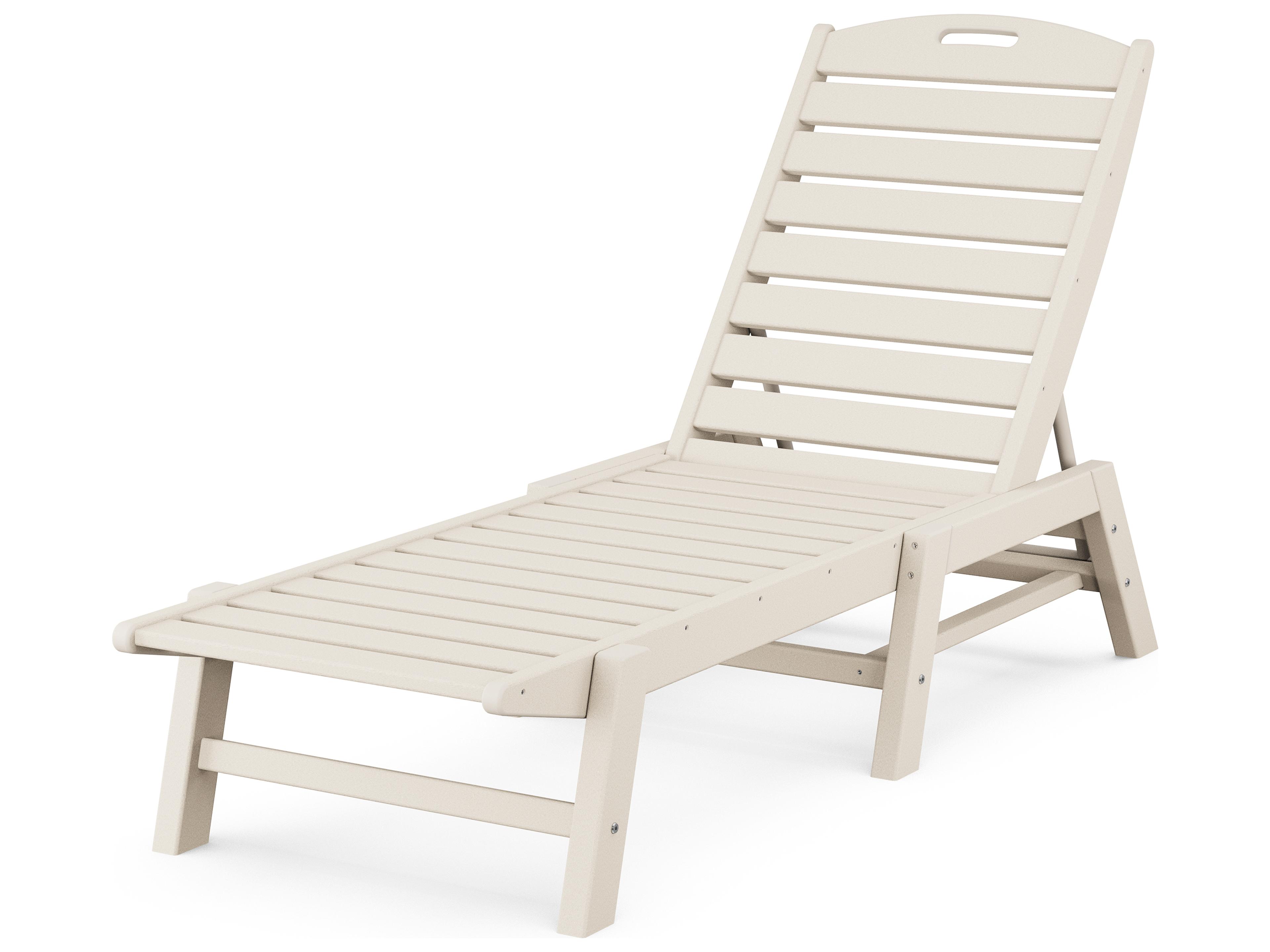 POLYWOOD® Nautical Recycled Plastic Armless Stackable Outdoor Patio Chaise Lounge