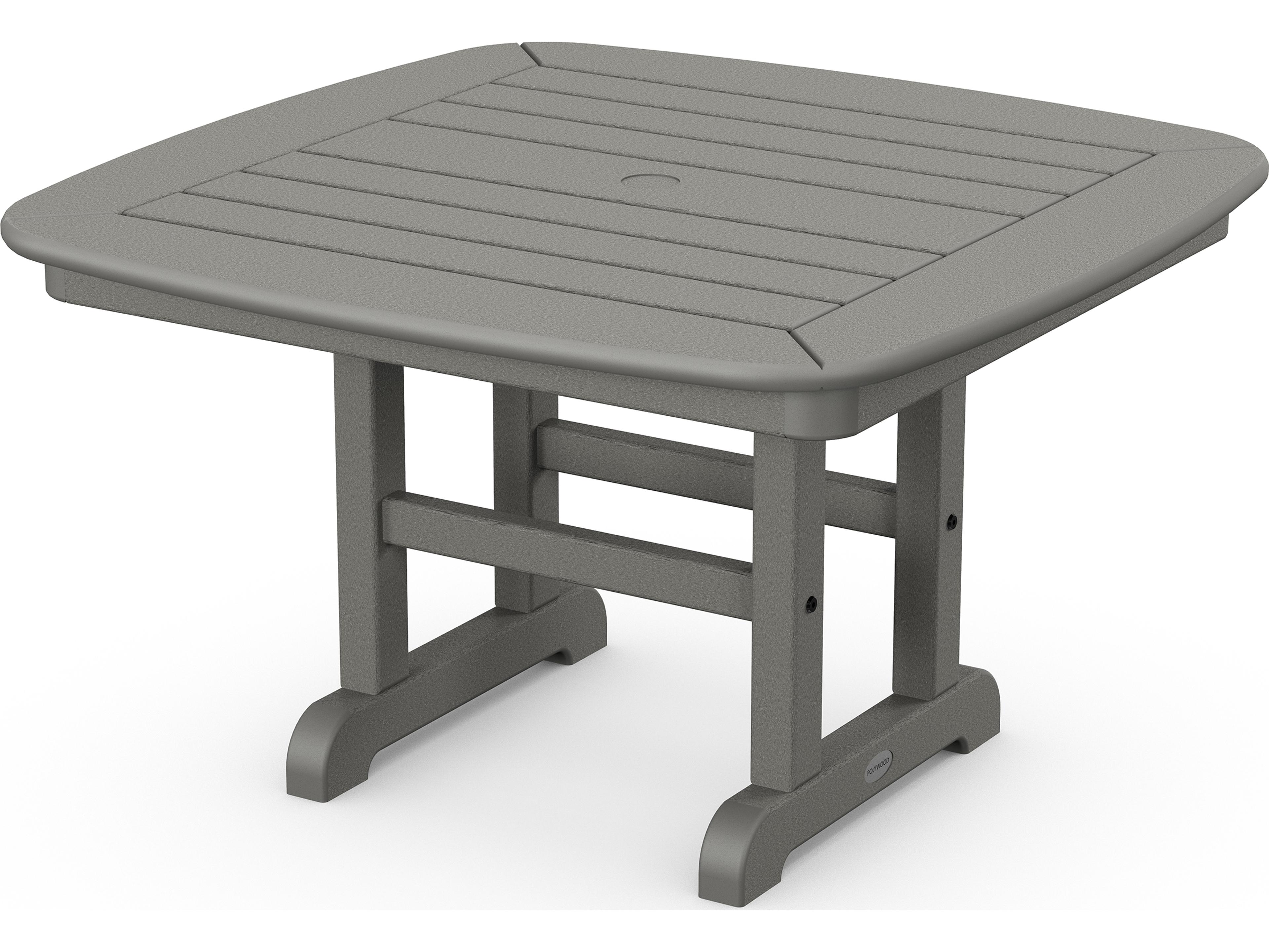 POLYWOOD® Nautical Recycled Plastic Square Conversation Table with Umbrella Hole