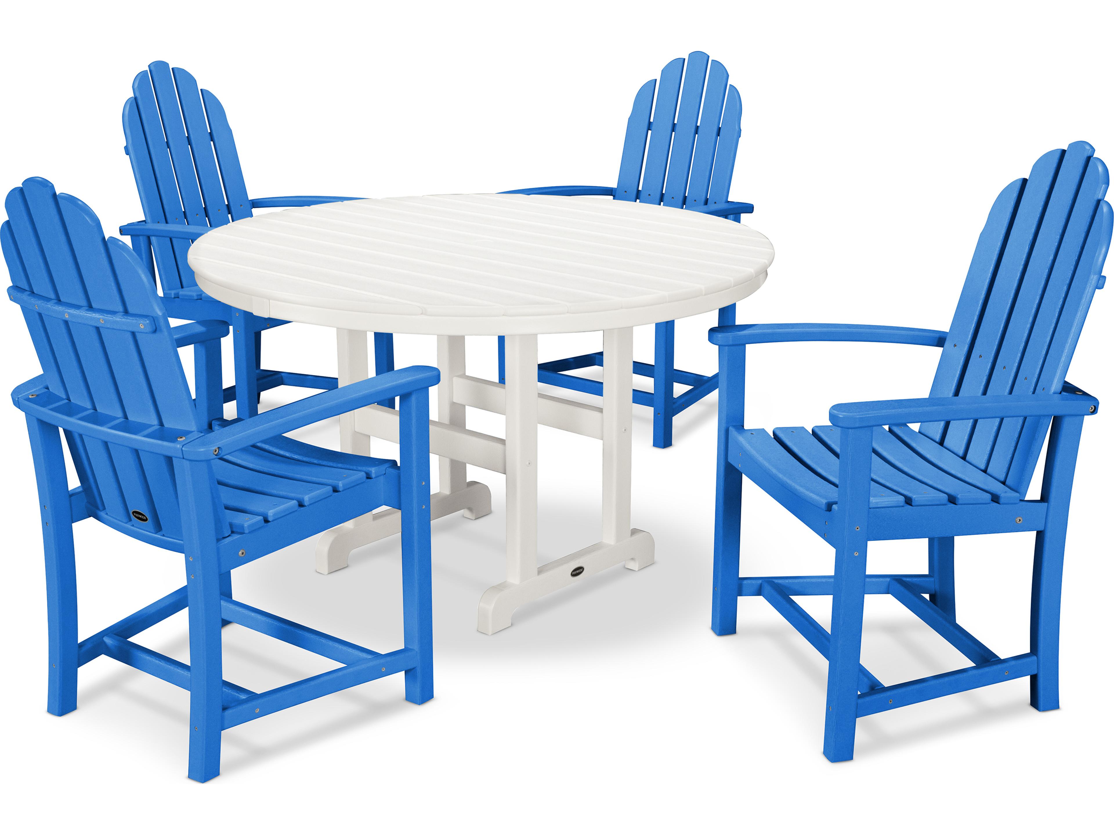 POLYWOOD® Classic Adirondack Recycled Plastic Dining 5-Piece Patio Dining Set