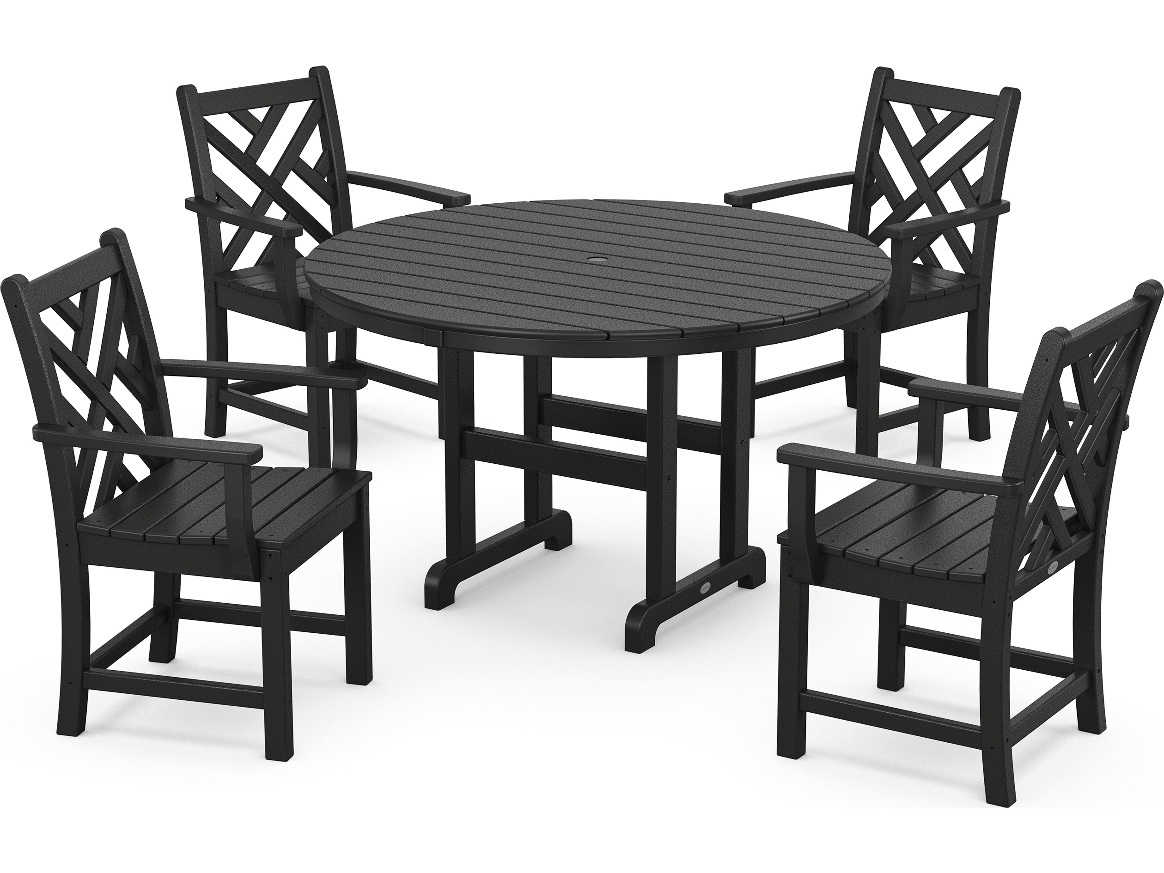 POLYWOOD® Chippendale Recycled Plastic 5-Piece Outdoor Patio Dining Set
