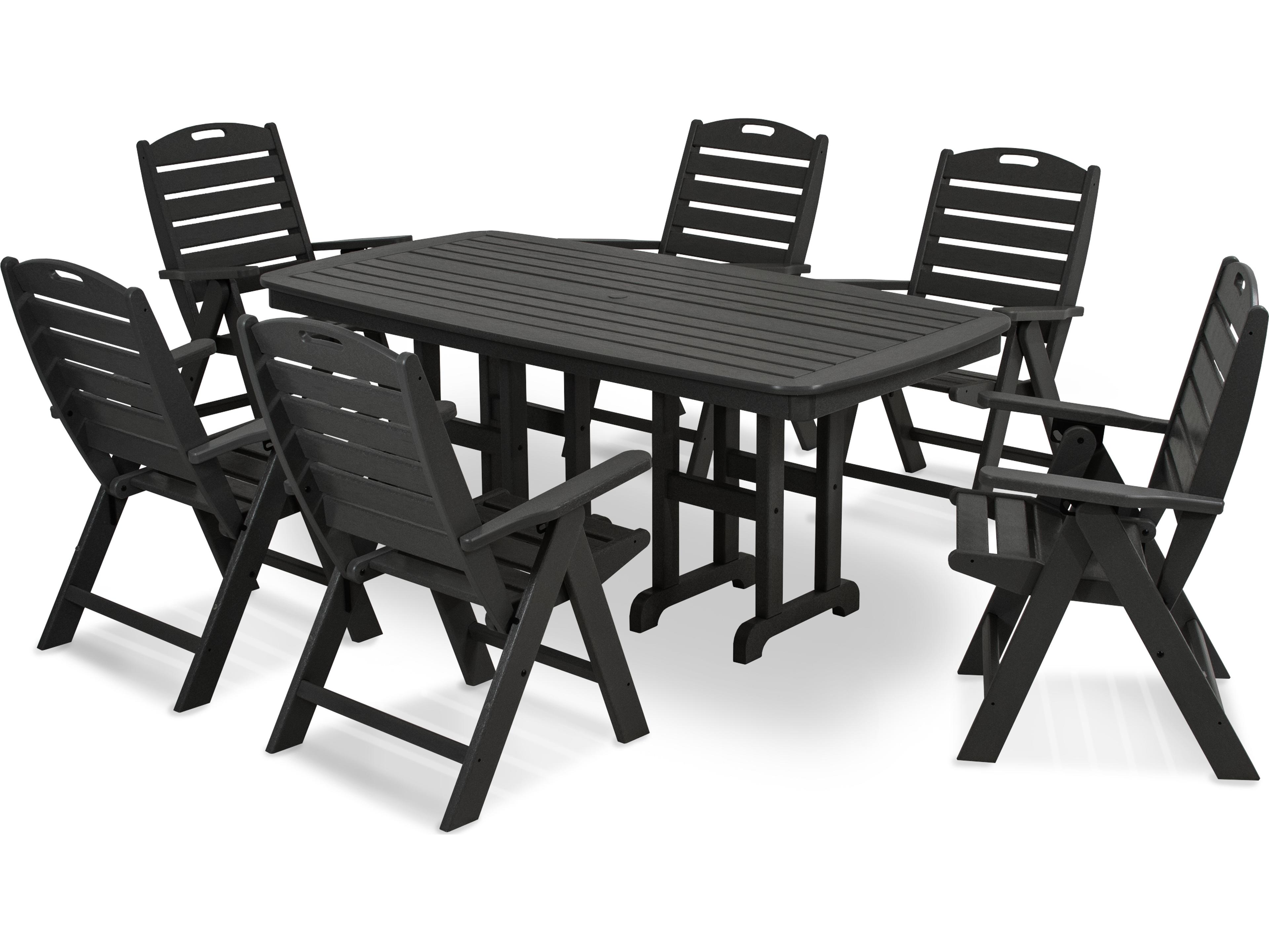 POLYWOOD® Nautical Recycled Plastic 7 Piece Outdoor Dining Set