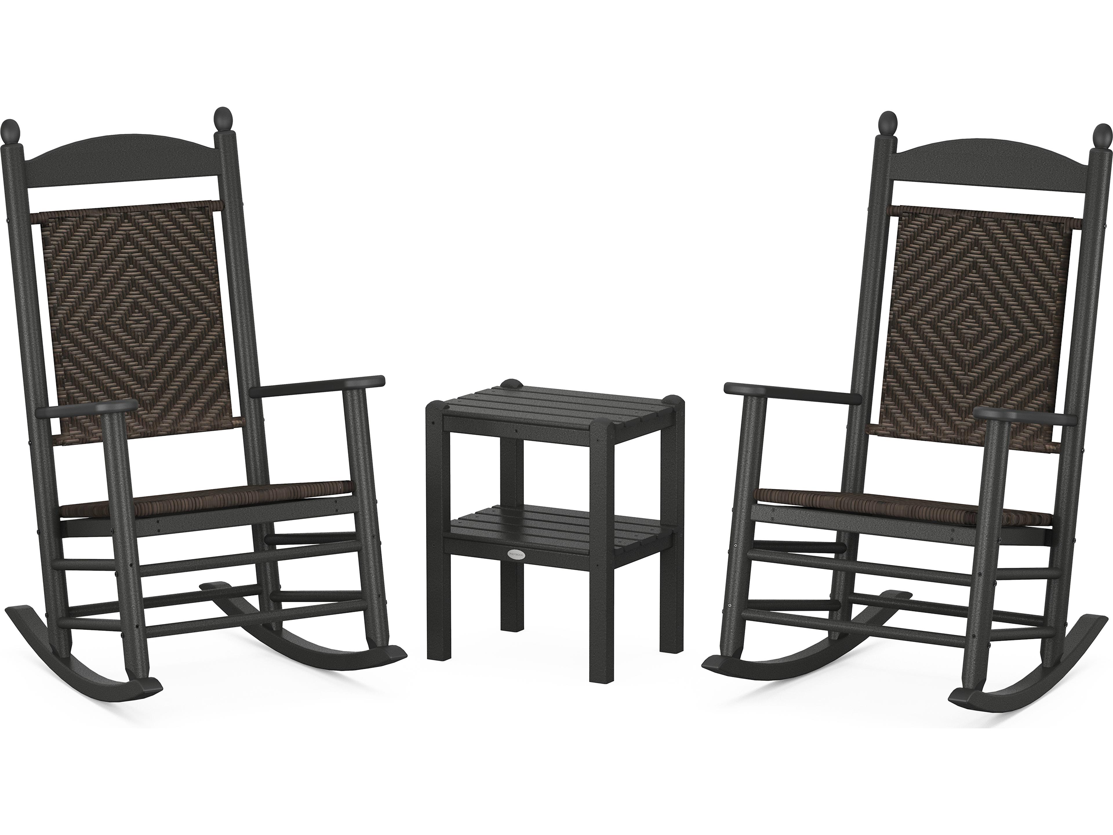 POLYWOOD® Jefferson Recycled Plastic 3-Piece Woven Rocker Patio Lounge Set