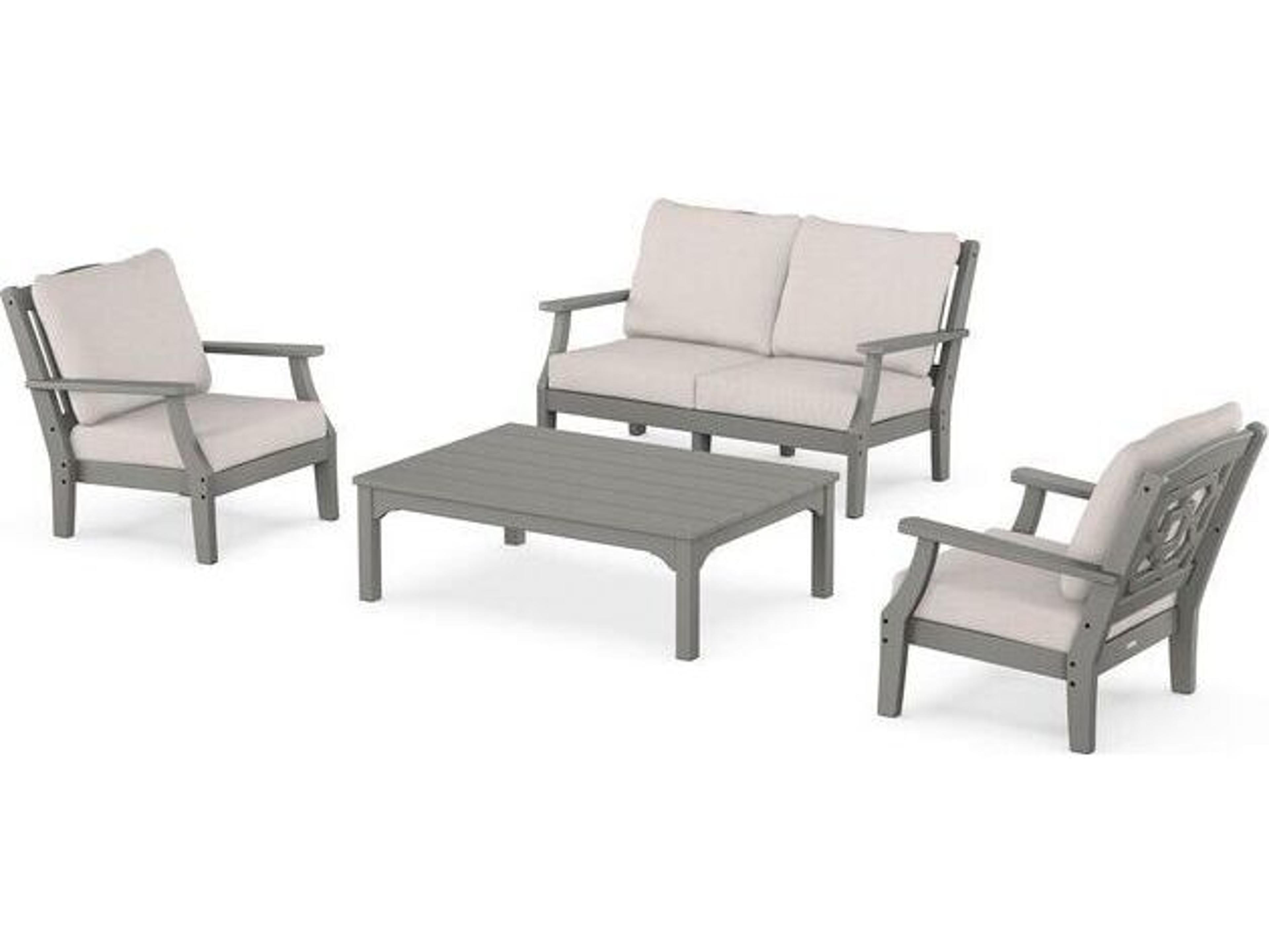 POLYWOOD® Martha Stewart Chinoiserie 4-Piece Deep Seating Set with Loveseat