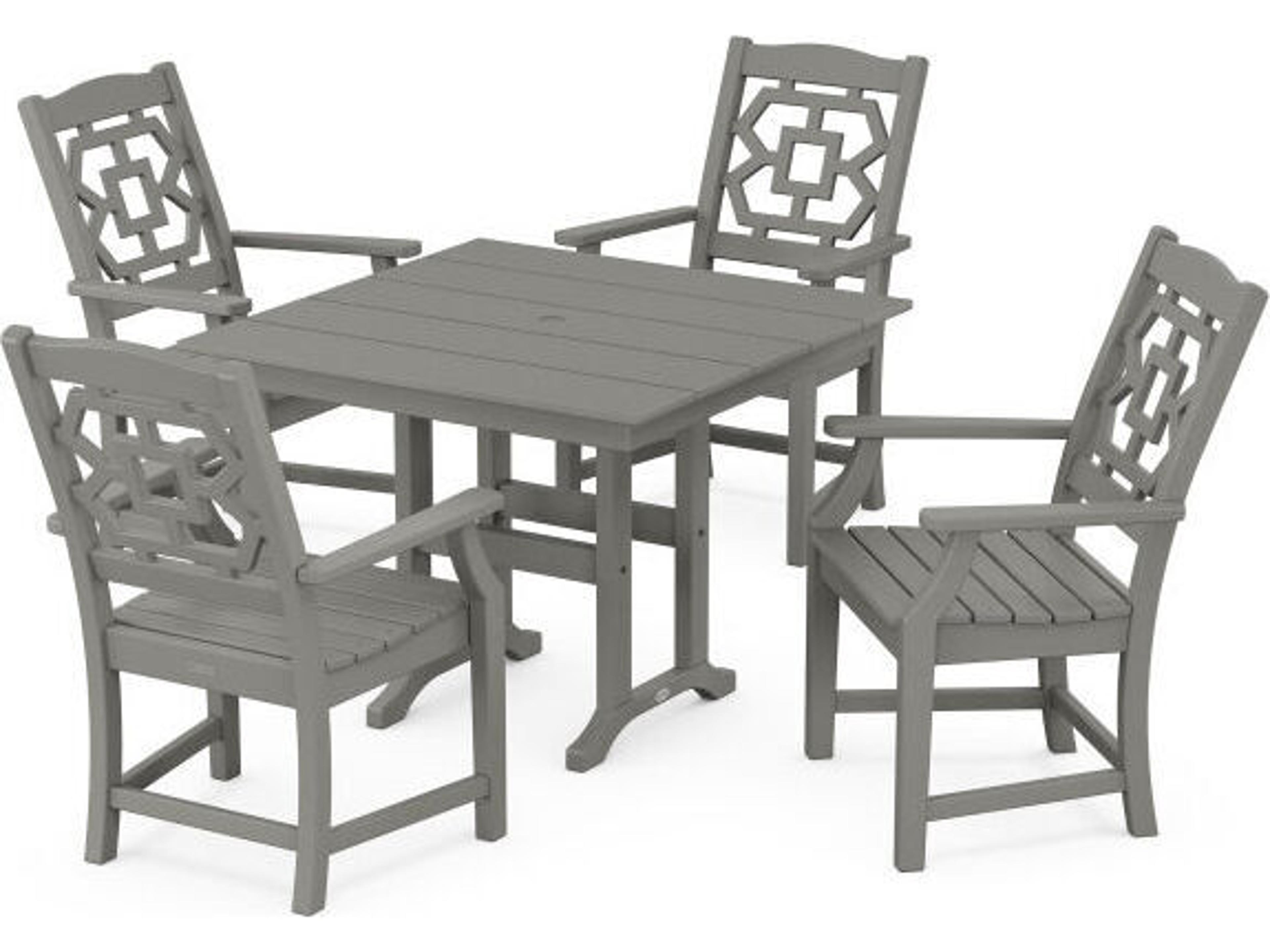 POLYWOOD® Martha Stewart Chinoiserie 5-Piece Farmhouse Outdoor Patio Dining Set