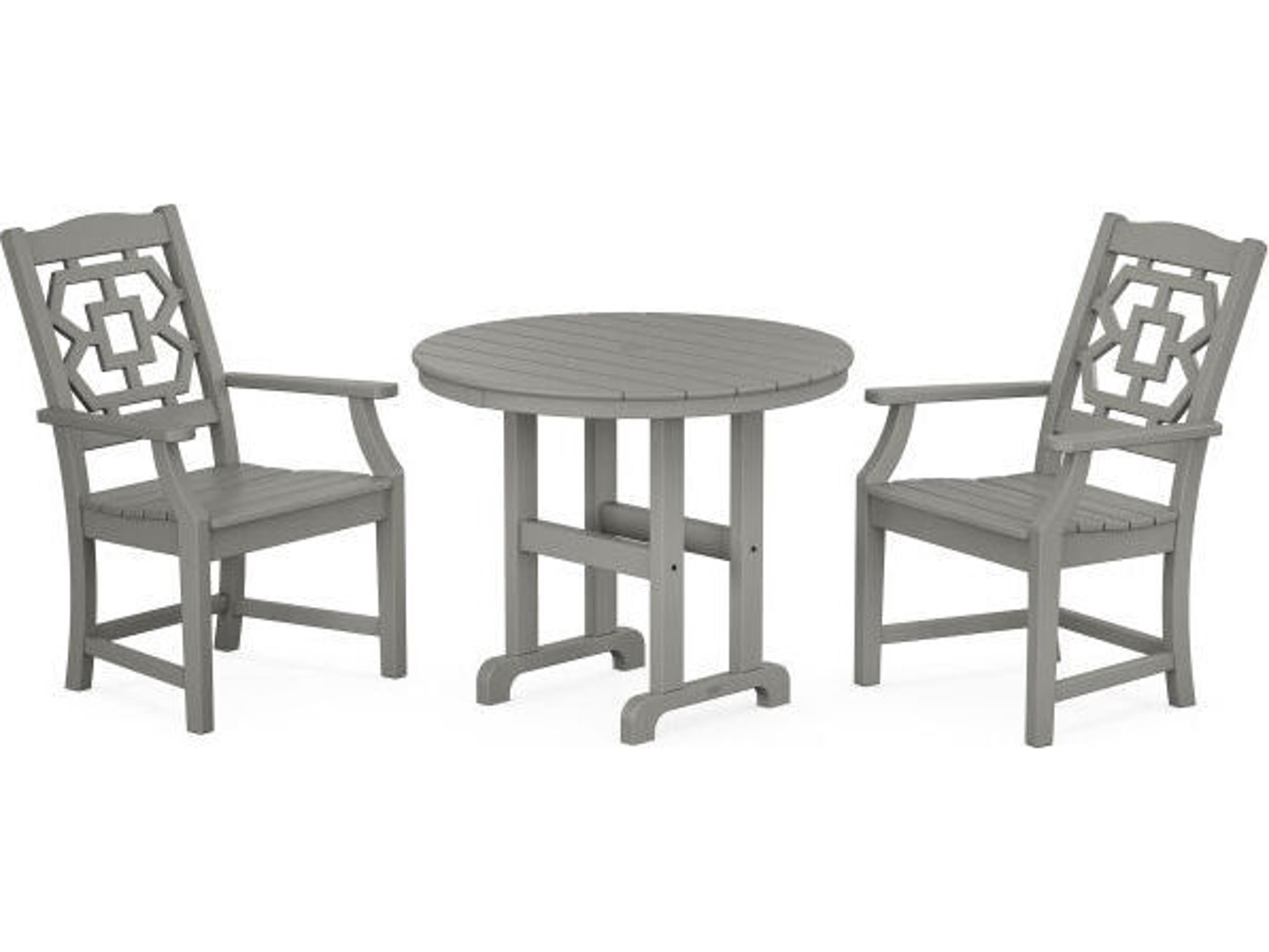 POLYWOOD® Martha Stewart Chinoiserie 3-Piece Farmhouse Outdoor Dining Set