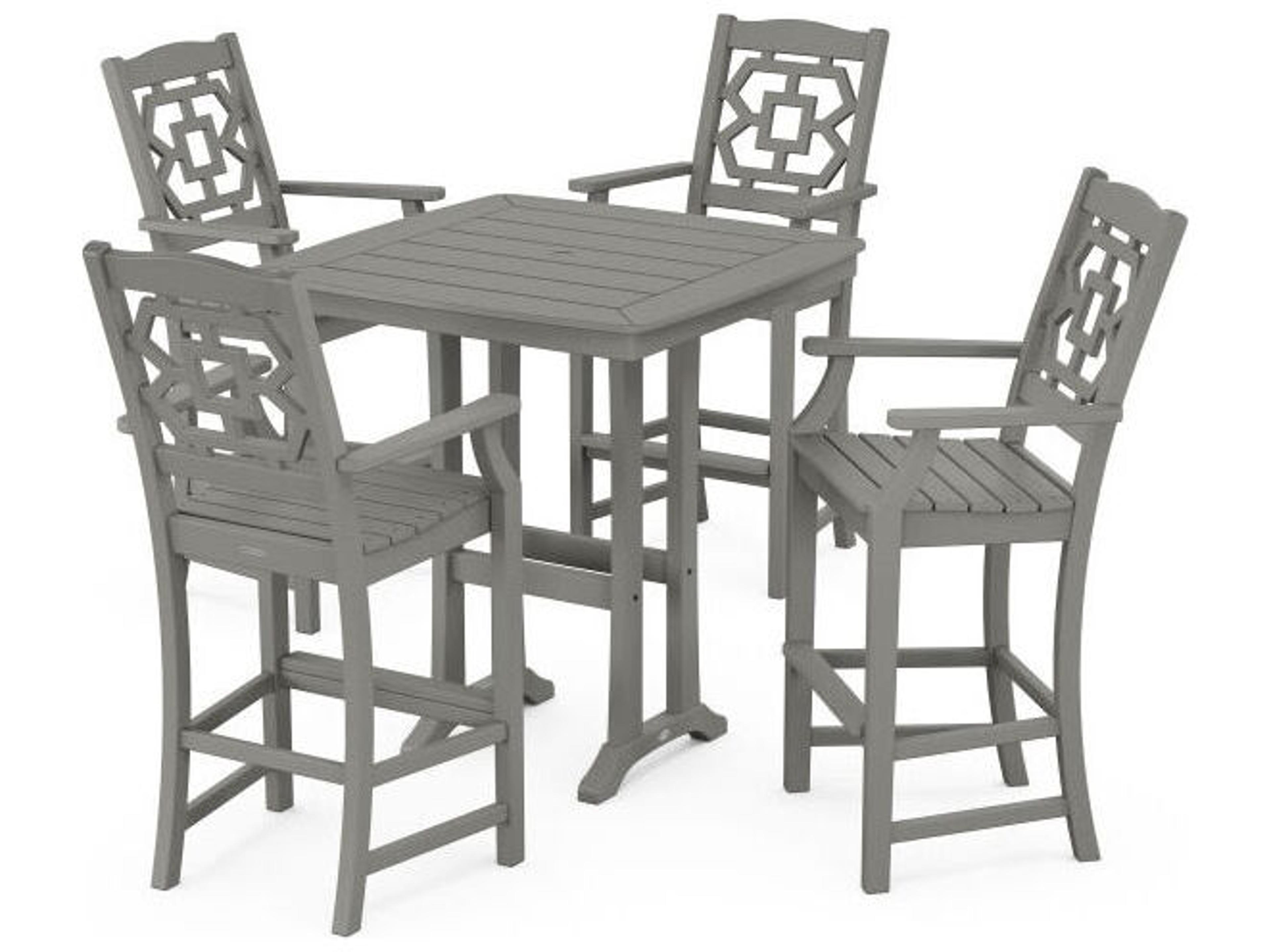 POLYWOOD® Martha Stewart Chinoiserie 5-Piece Bar Set with Trestle Legs
