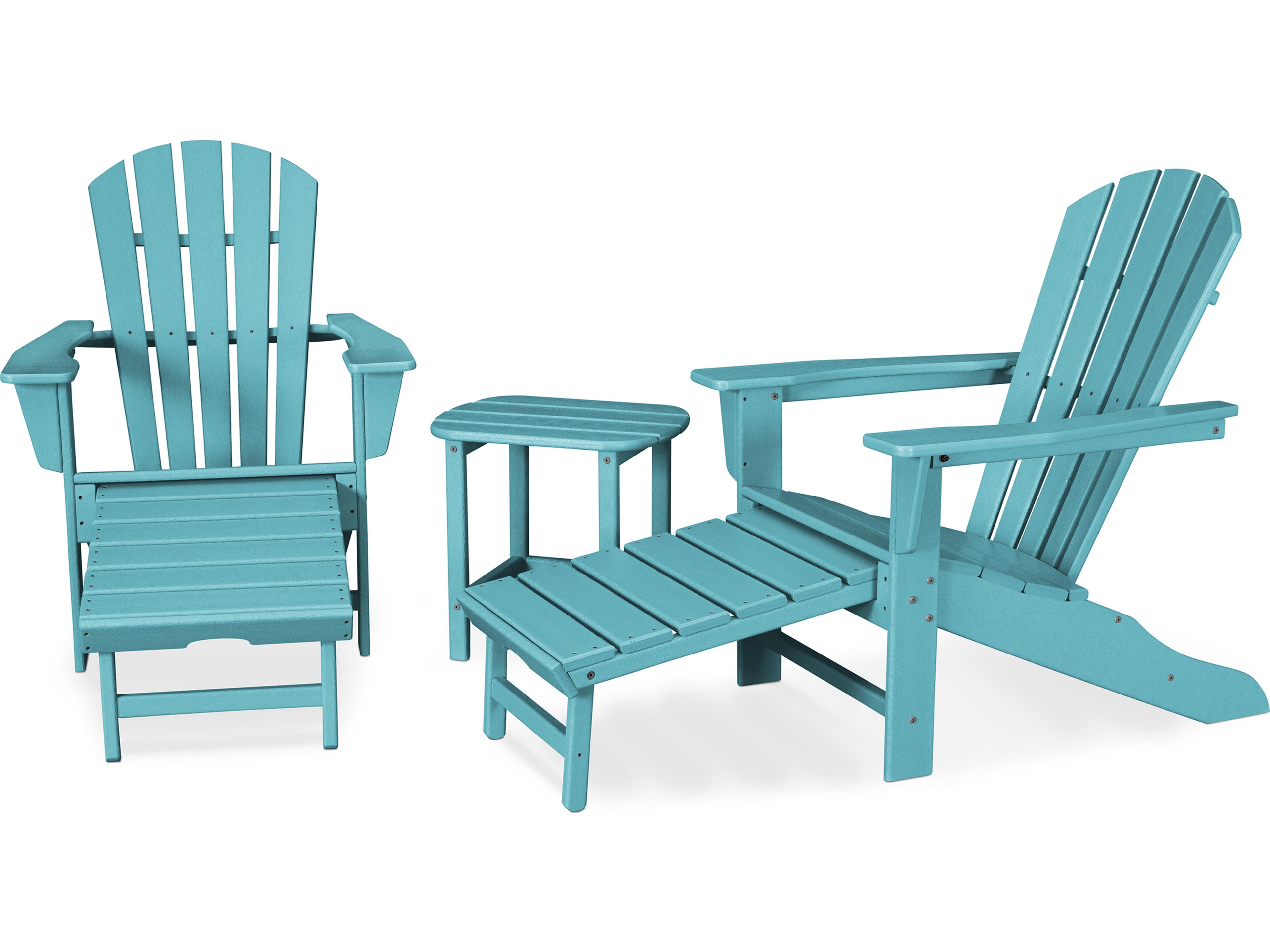 POLYWOOD® South Beach Recycled Plastic 3-Piece Ultimate Adirondack Patio Lounge Set