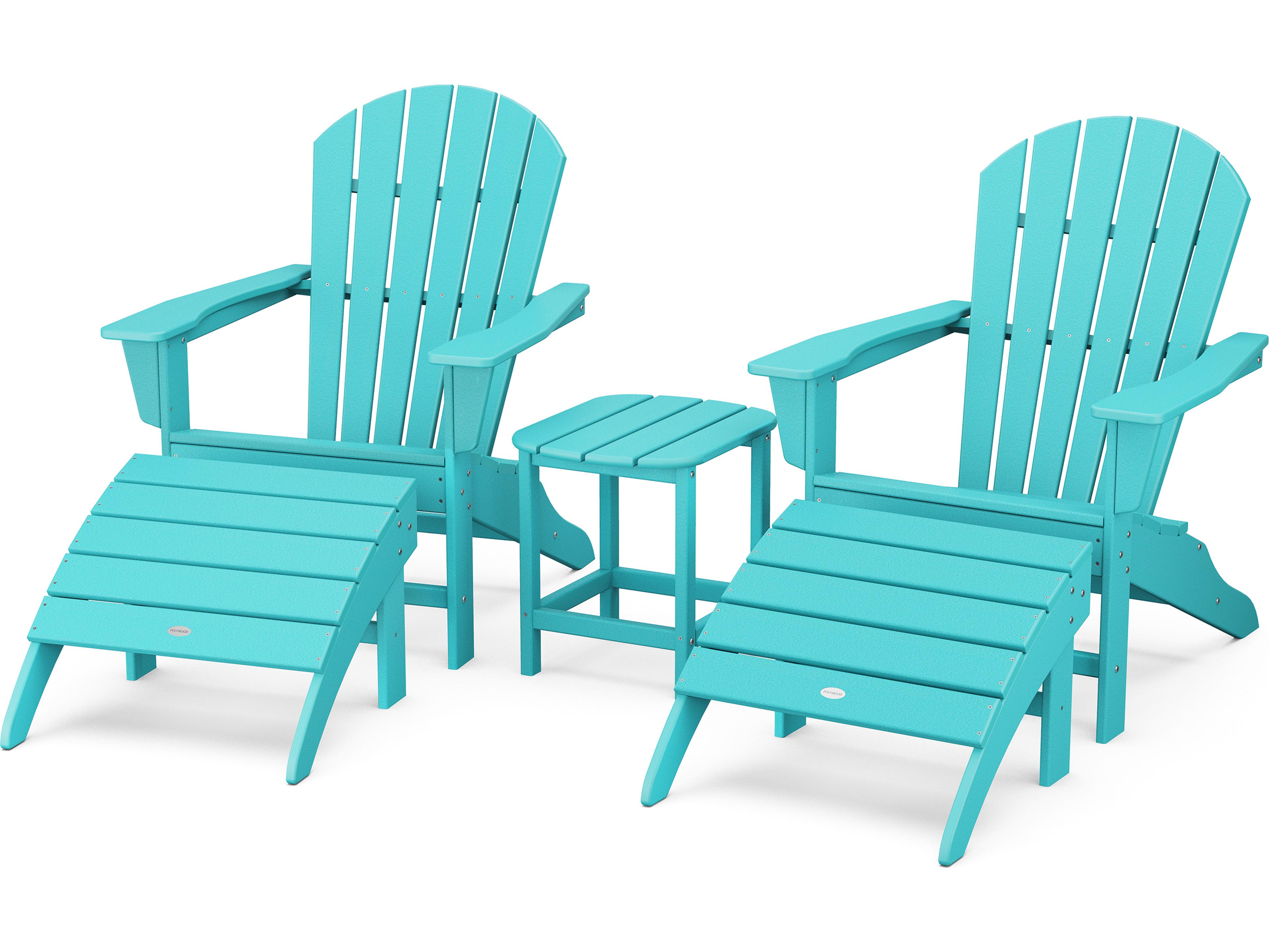 POLYWOOD® South Beach Recycled Plastic 5 Piece Adirondack Outdoor Lounge Set