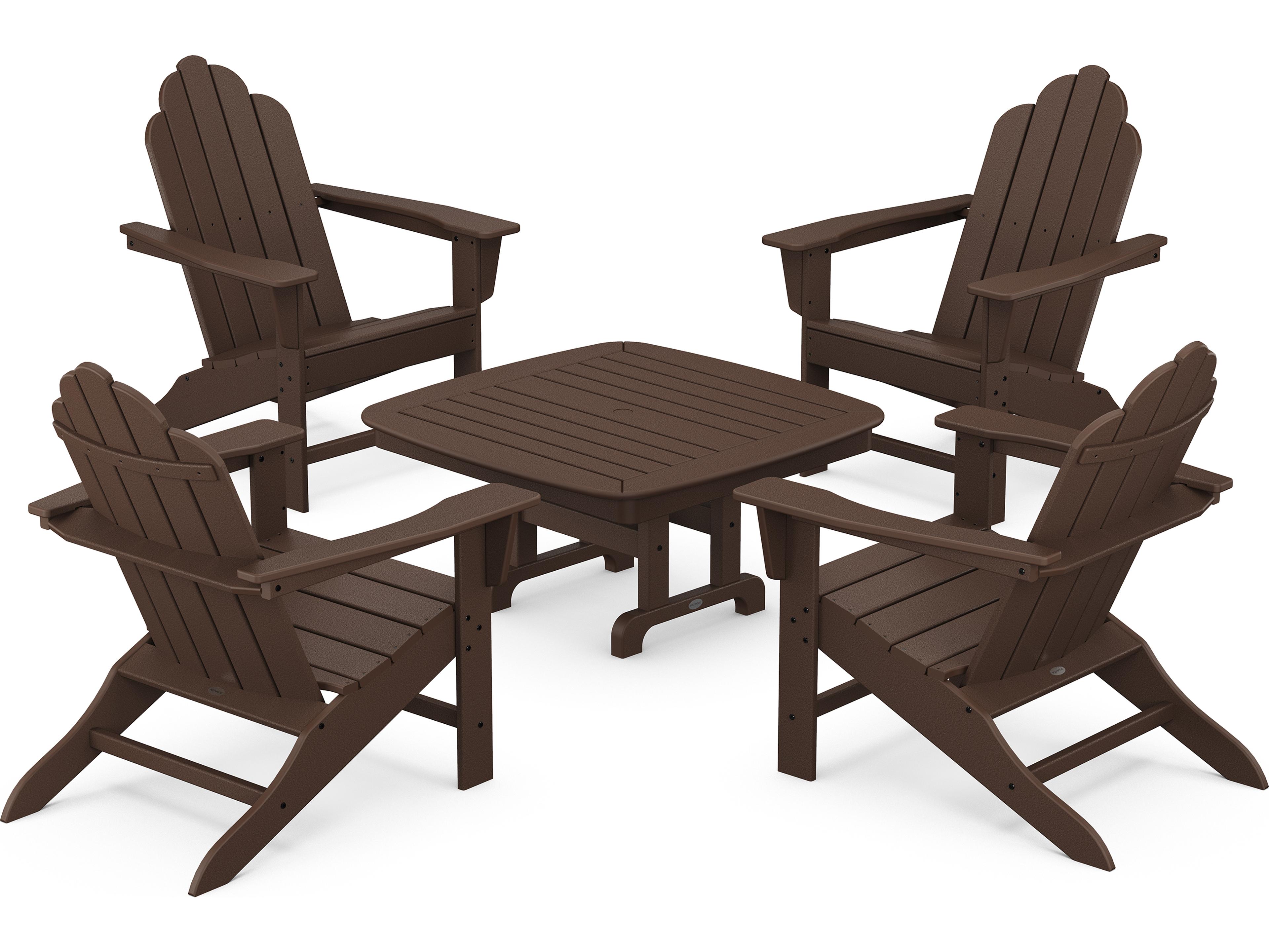 POLYWOOD® Long Island Recycled Plastic Adirondack 5-Piece Outdoor Patio Lounge Set